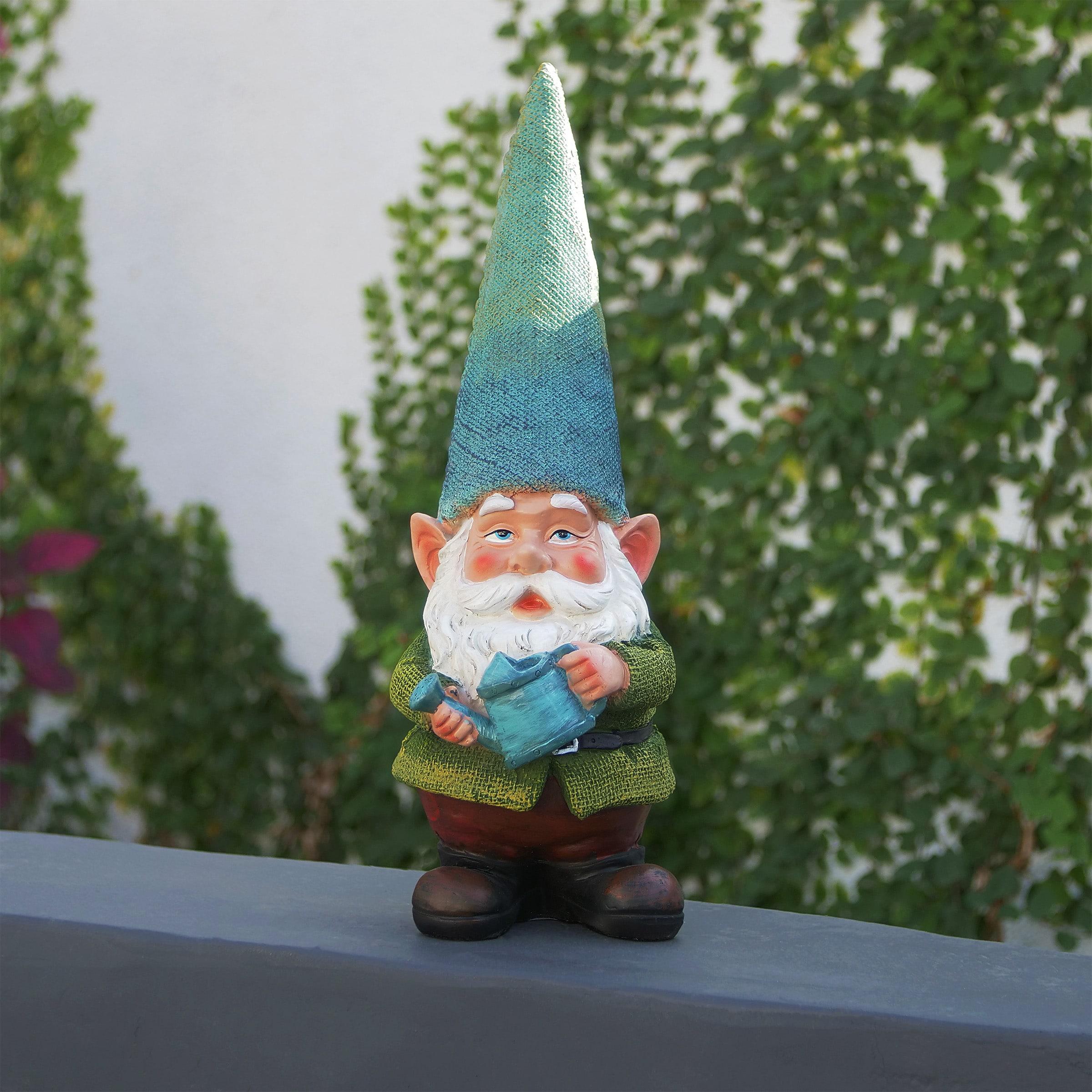 15" Outdoor Polyresin Garden Gnome with Watering Can - Alpine Corporation: Weatherproof Yard Decor