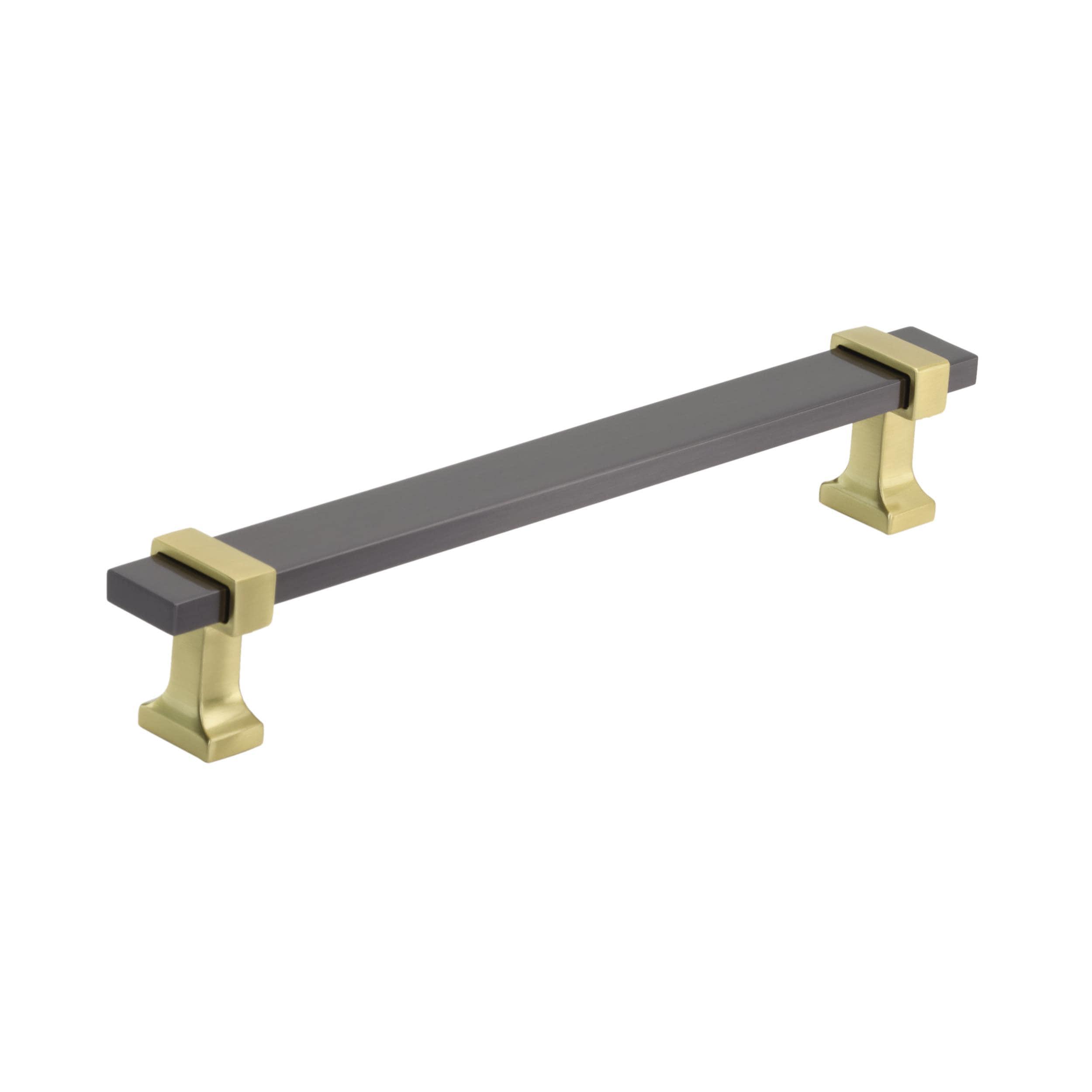 Amerock Overton 6-5/16 inch (160mm) Center-to-Center Black Chrome/Brushed Gold Cabinet Pull