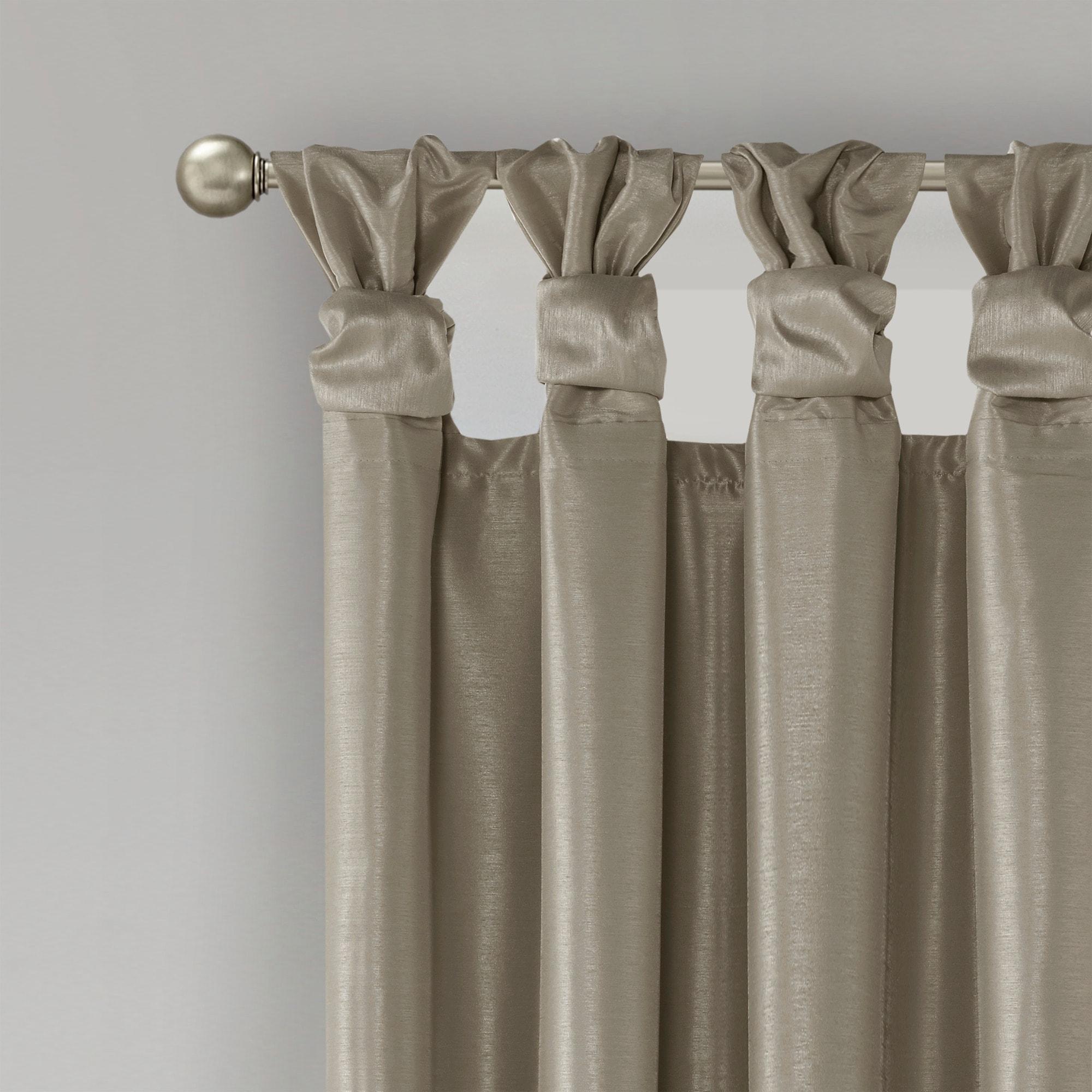 Emilia Faux Silk Twist Tab Total Blackout Window Curtain Panel