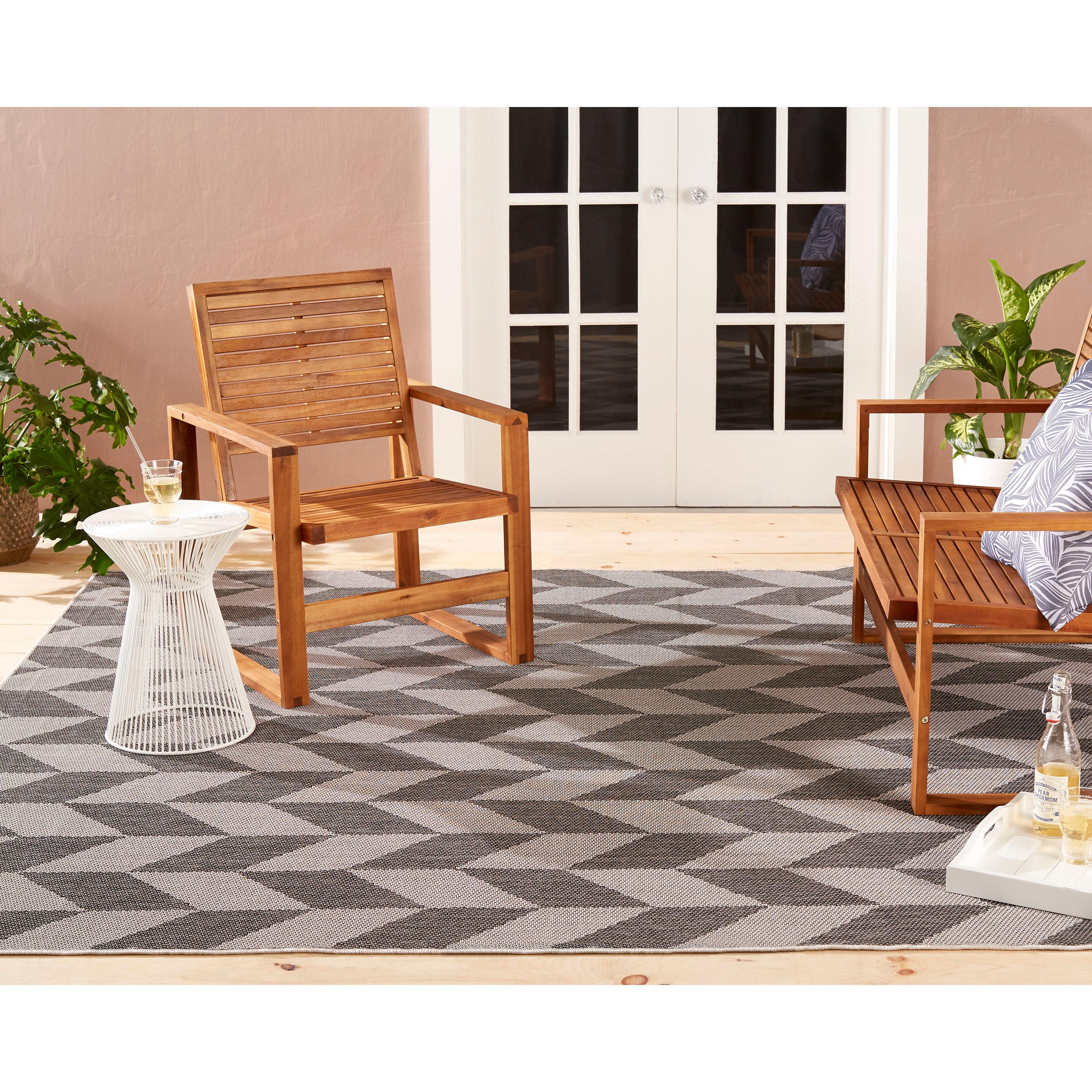 Nicole Miller New York Patio Country Danica Geometric Indoor/Outdoor Area Rug, Black/Grey