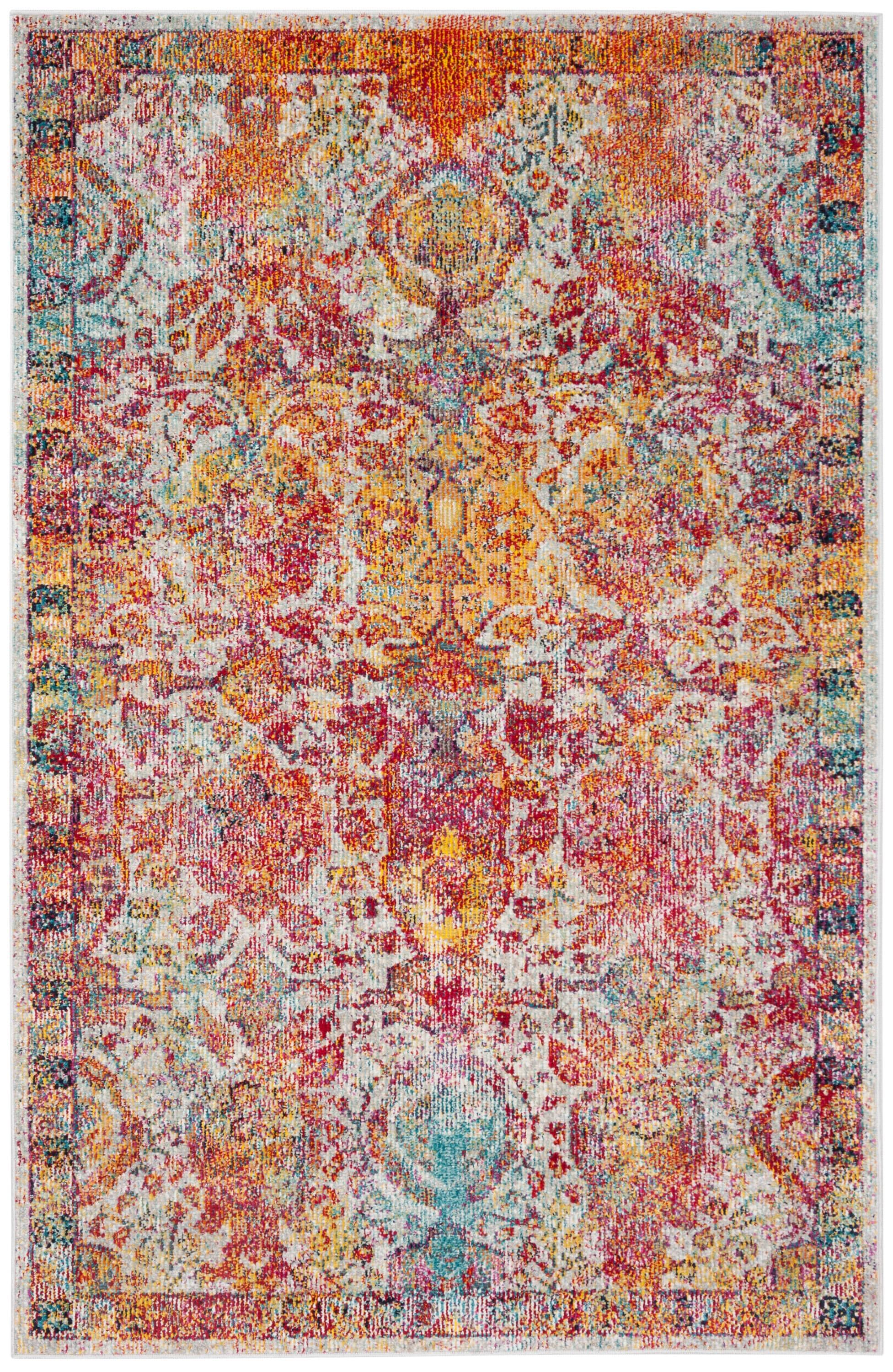 Crystal CRS505 Power Loomed Area Rug - Light Blue/Orange - 4'x6' - Safavieh.