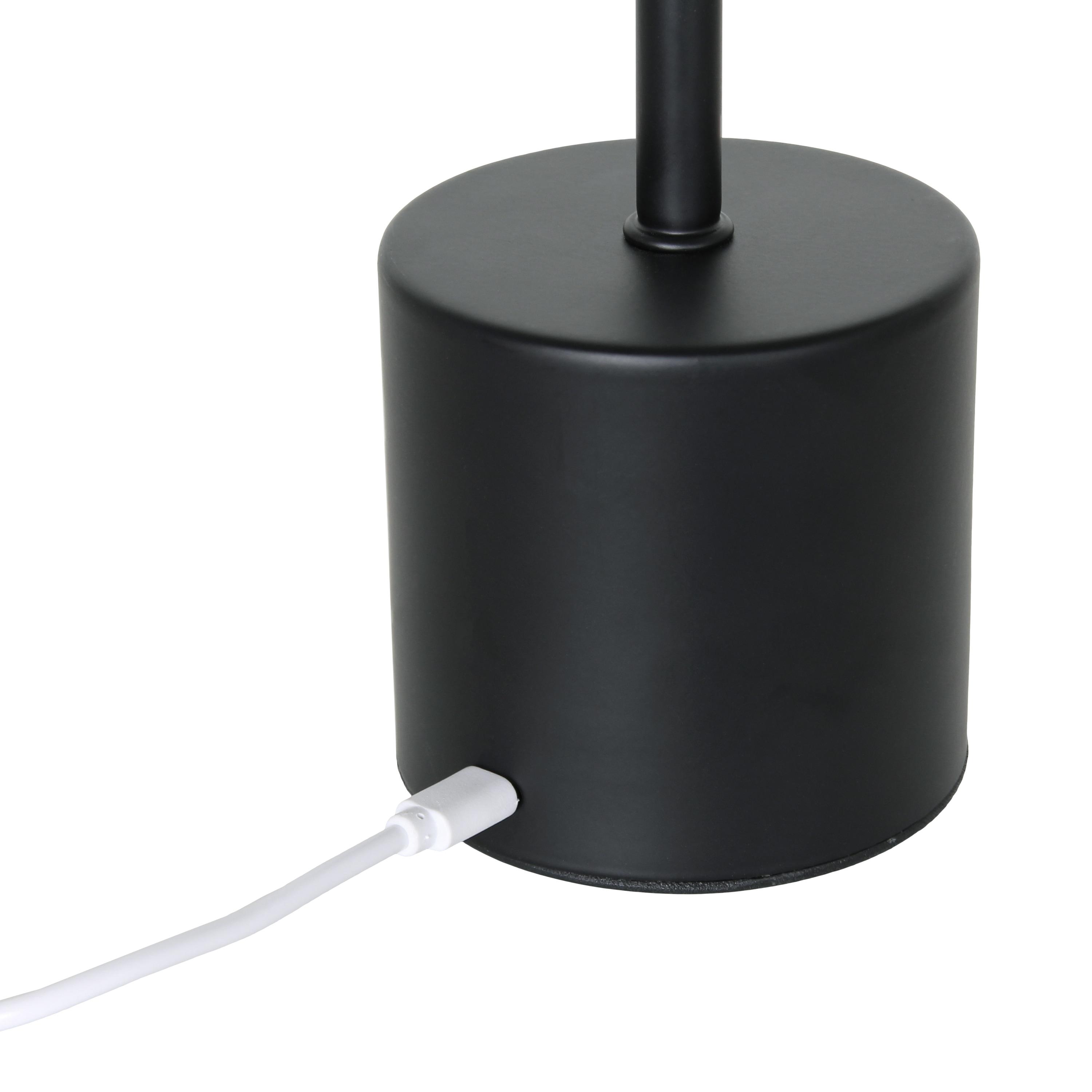 Simple Designs 12.75" Mushroom Magic Disc Dimming and Rechargeable Cordless 4-Way Touch Sensor Stick Desk Lamp Black