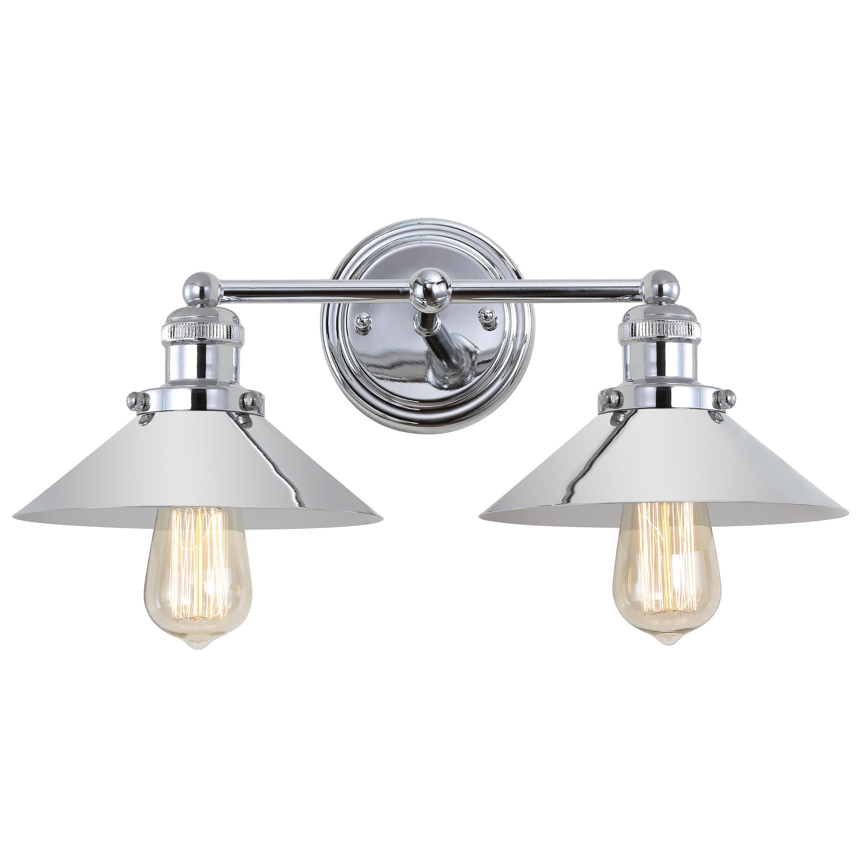 17.5" Metal June Vanity Wall Light Silver - JONATHAN Y: Chrome Finish, Industrial Style, ETL Listed, 2-Light Fixture