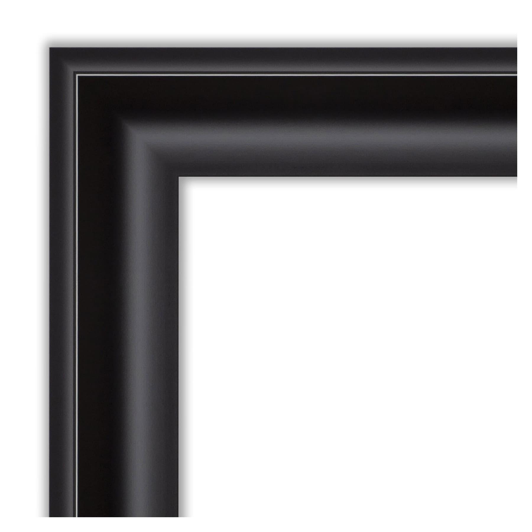22" x 28" Non-Beveled Grand Narrow Bathroom Wall Mirror Black - Amanti Art: Modern Rectangle, Wall Mount, Polystyrene Frame