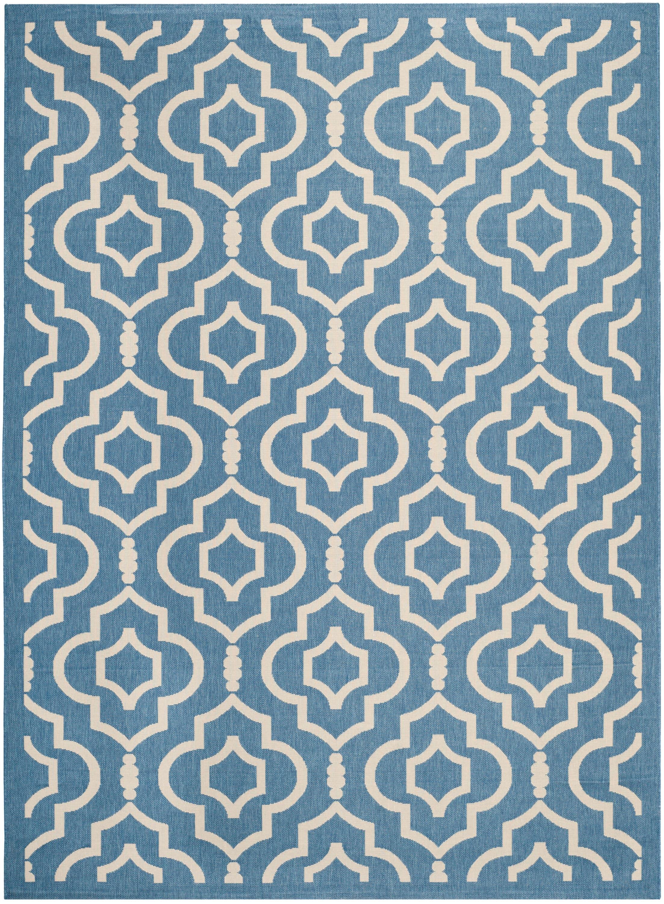 Courtyard CY6926 Power Loomed Indoor and Outdoor Area Rug - Blue/Beige - 5'3"x7'7" - Safavieh