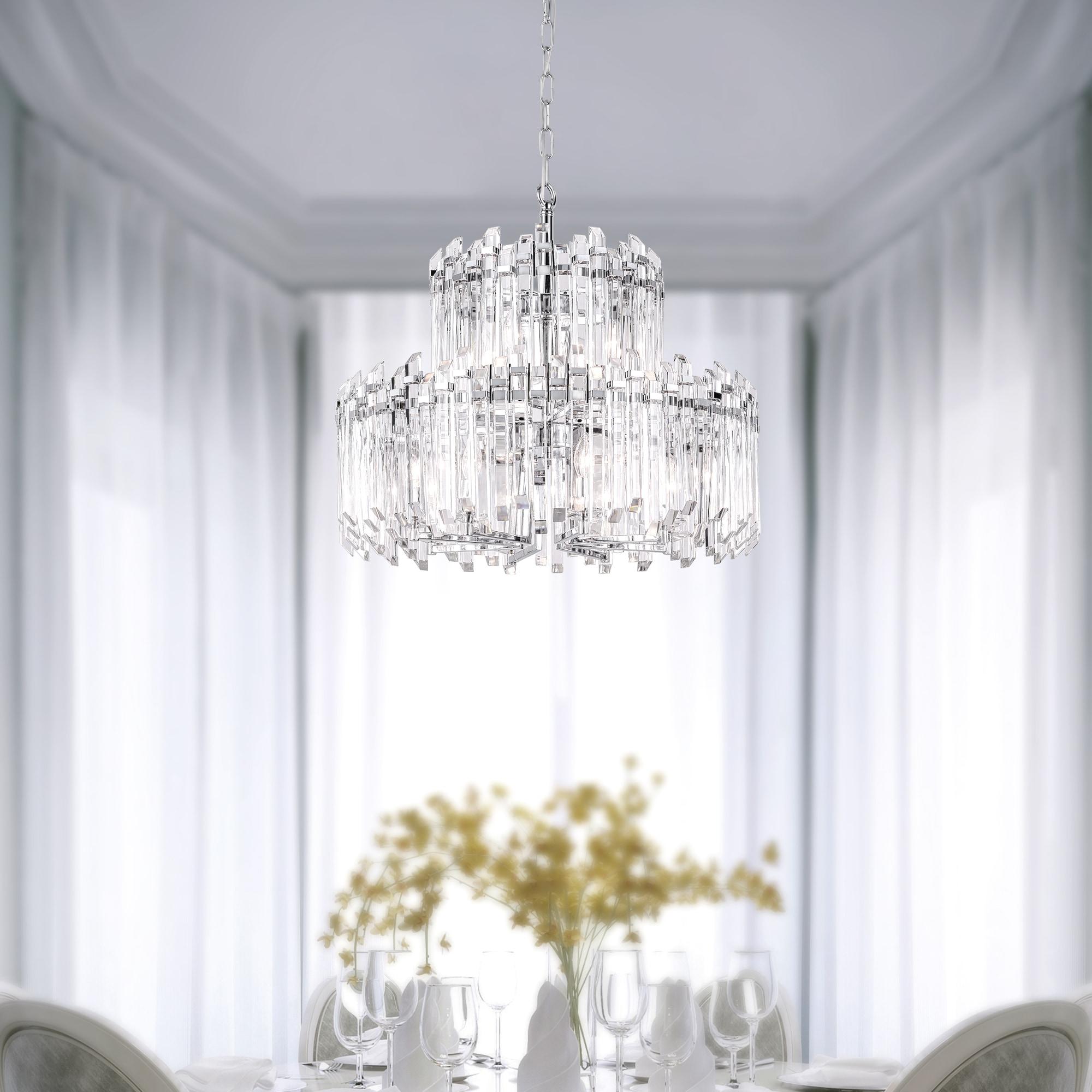 CWI Lighting Henrietta 12 Light Transitional Metal Chandelier in Chrome