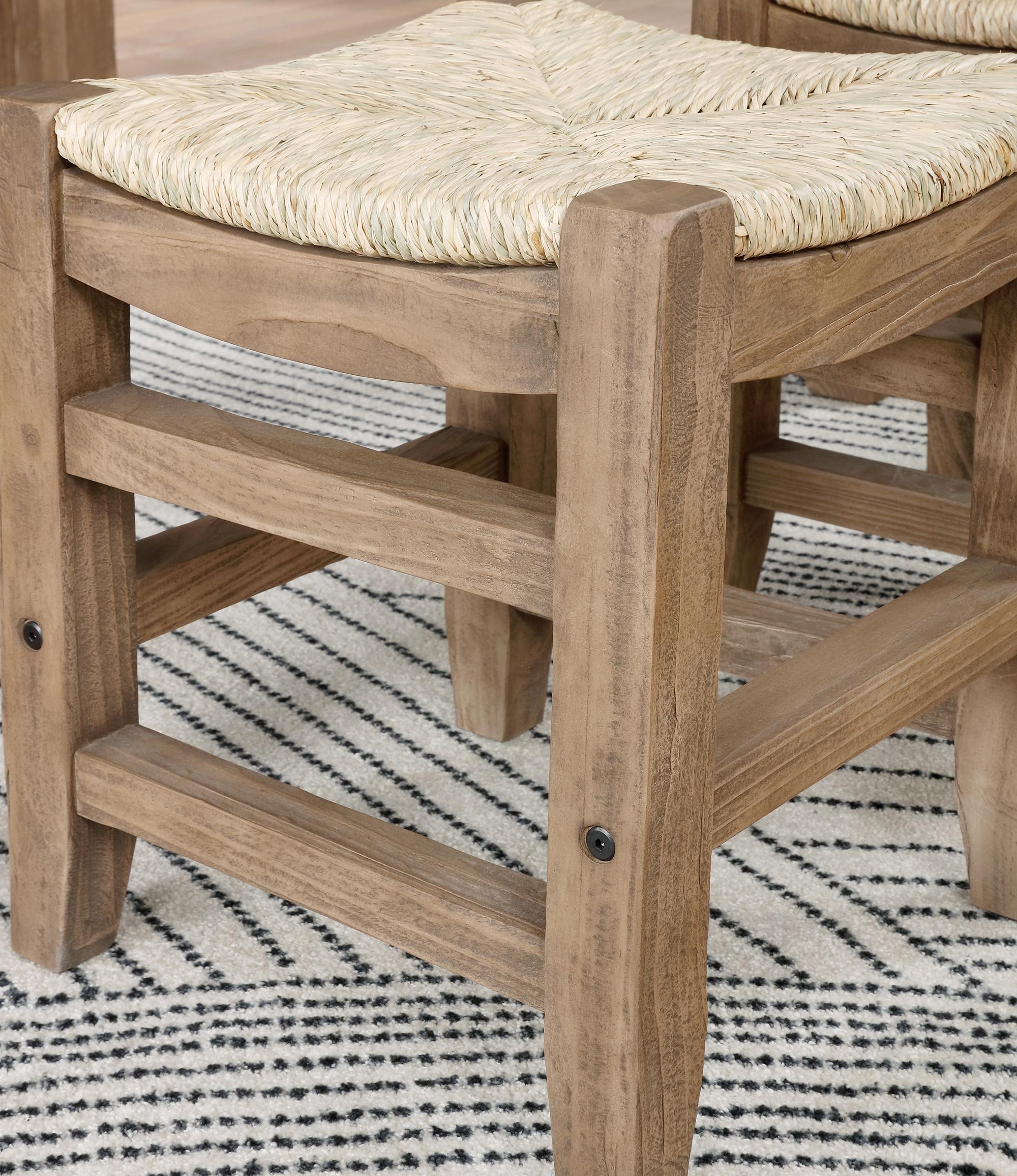 Alaterre Furniture Newport 18"H Wood Stool with Rush Seat