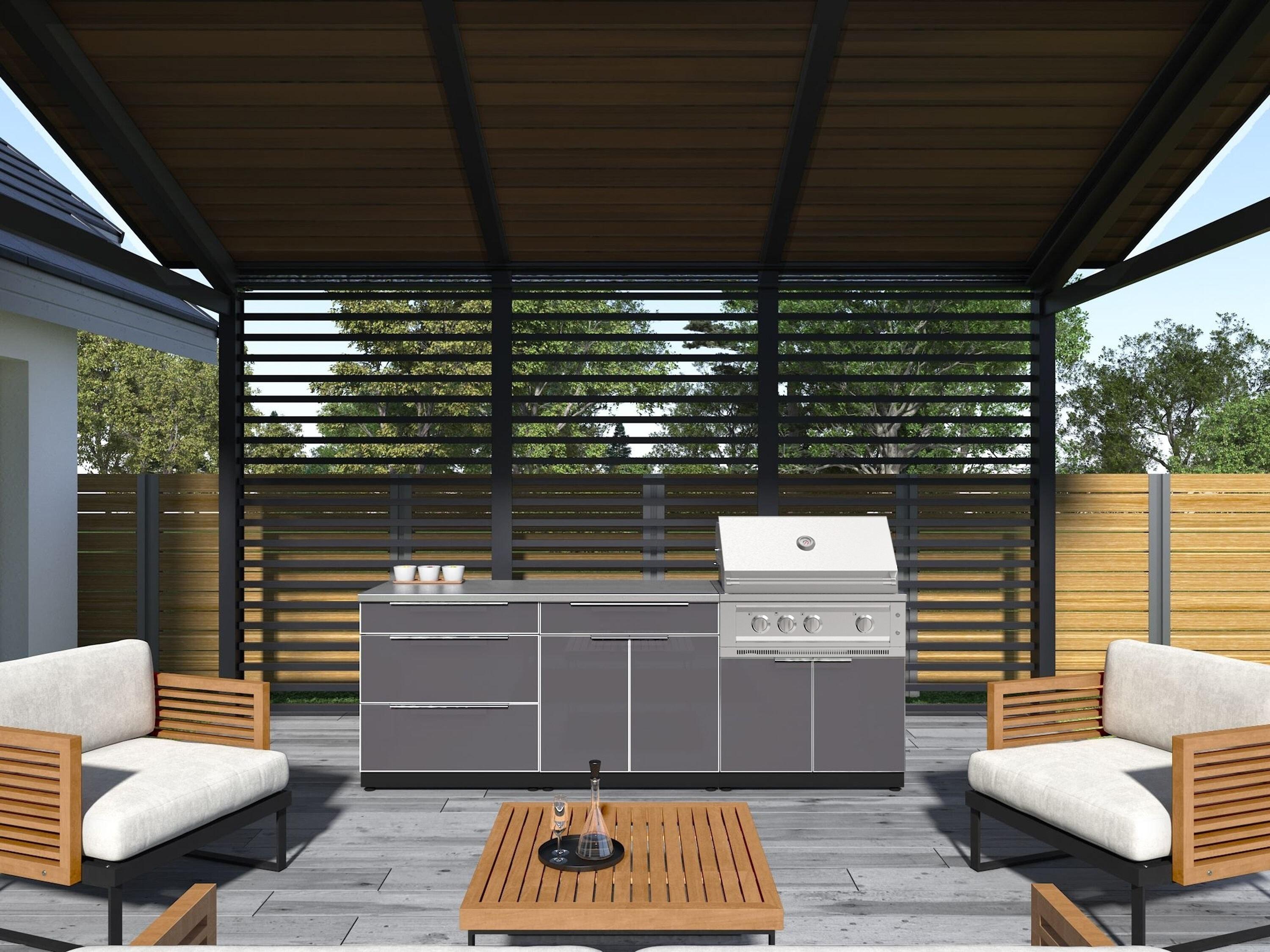 Outdoor Kitchen Aluminum 104" W x 23" D x 44.3" H 3-Piece Modular Cabinet Set