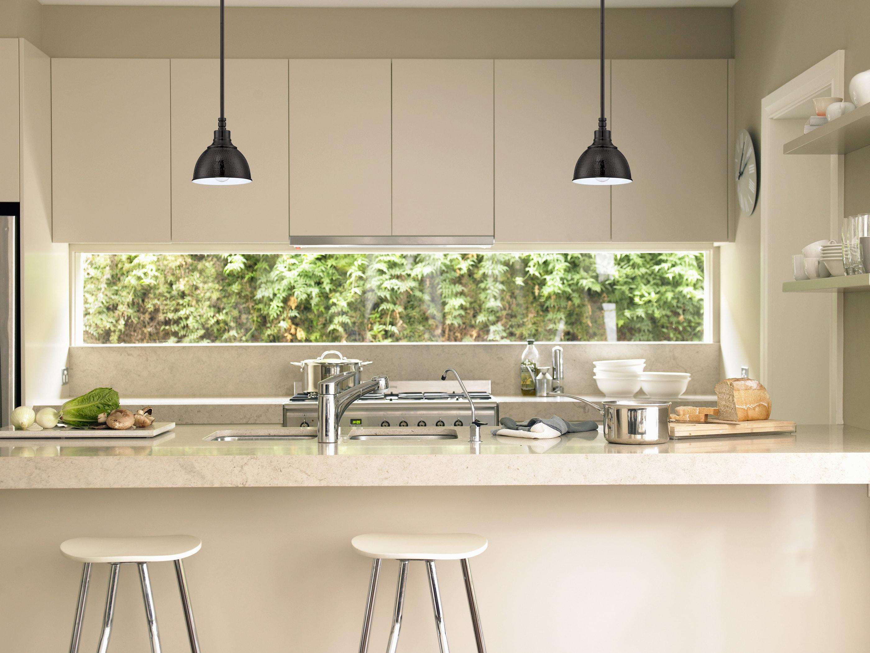 Aged Bronze Mini Pendant Light with Hammered Metal Shade