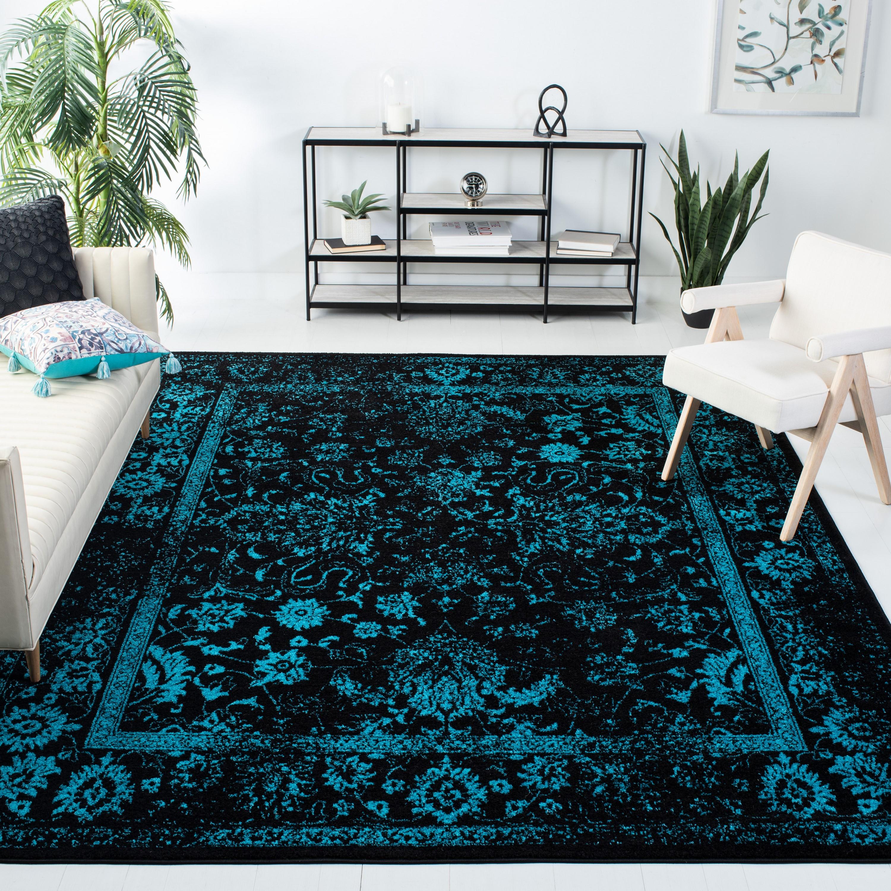 SAFAVIEH Adirondack Wyatt Traditional Area Rug, Black/Teal, 8' x 10'