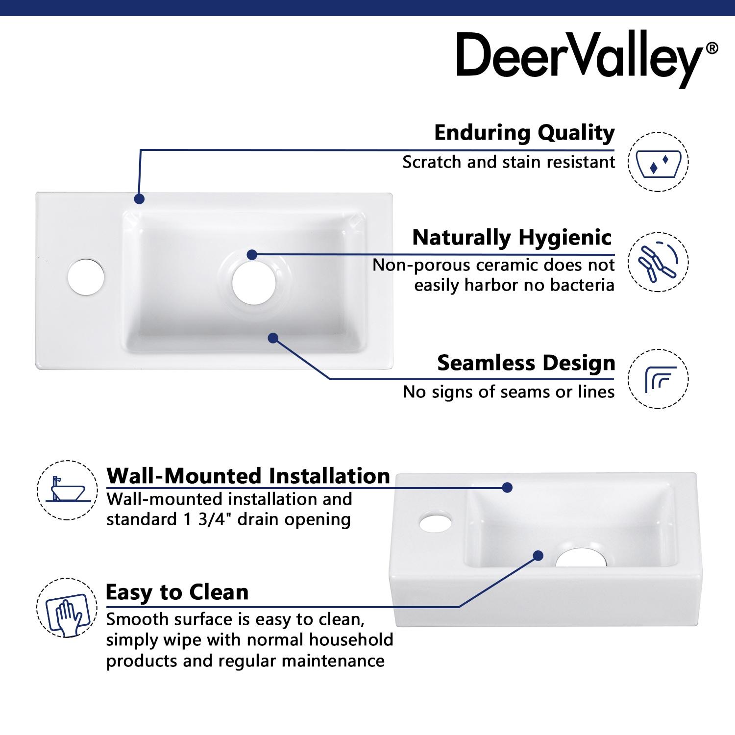 Liberty 14.57'' x 7'' Vitreous China Rectangular Wall Mount Bathroom Sink with Left Faucet Hole for Small Space