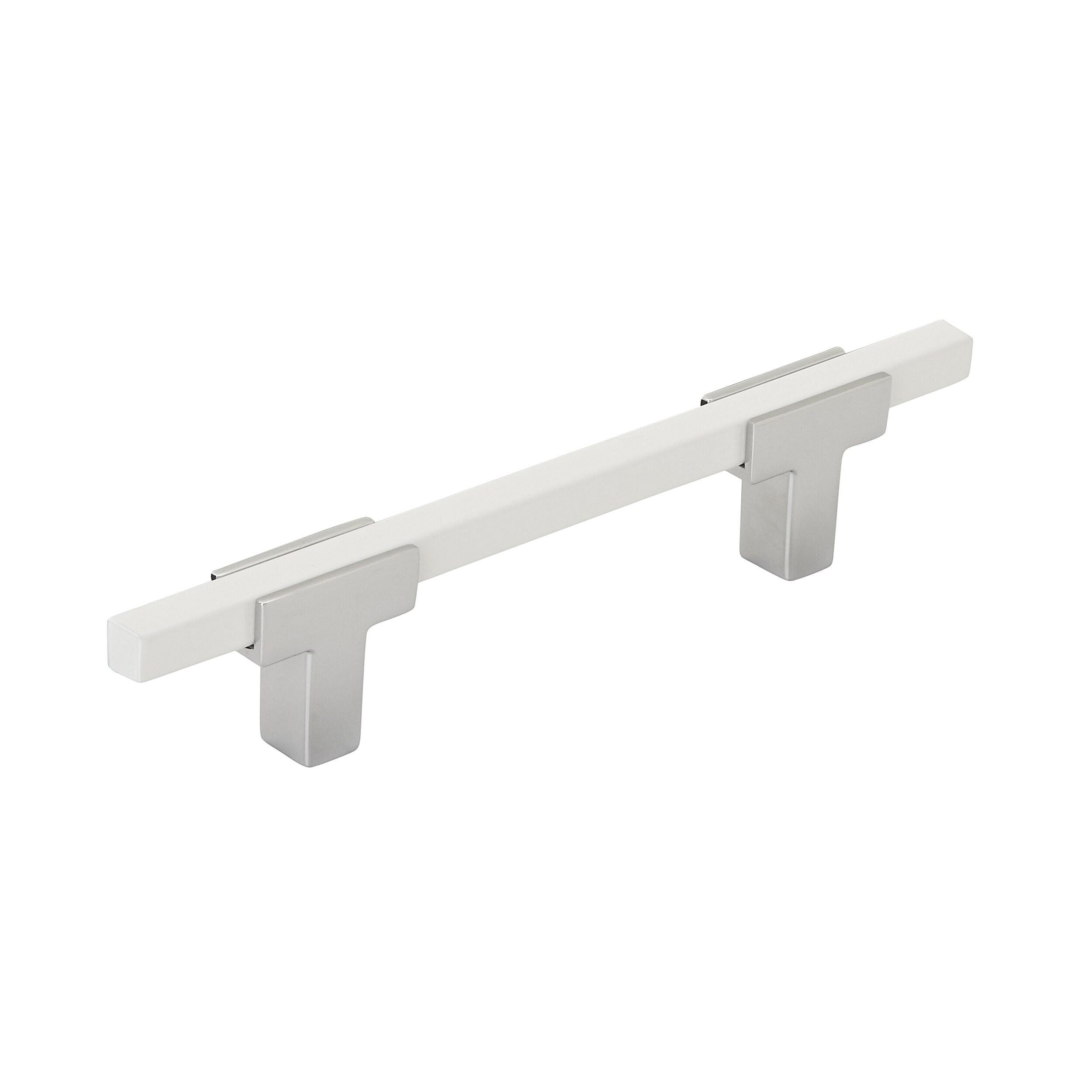 Amerock Urbanite 3-3/4 inch (96mm) Center-to-Center Polished Chrome/White Cabinet Pull