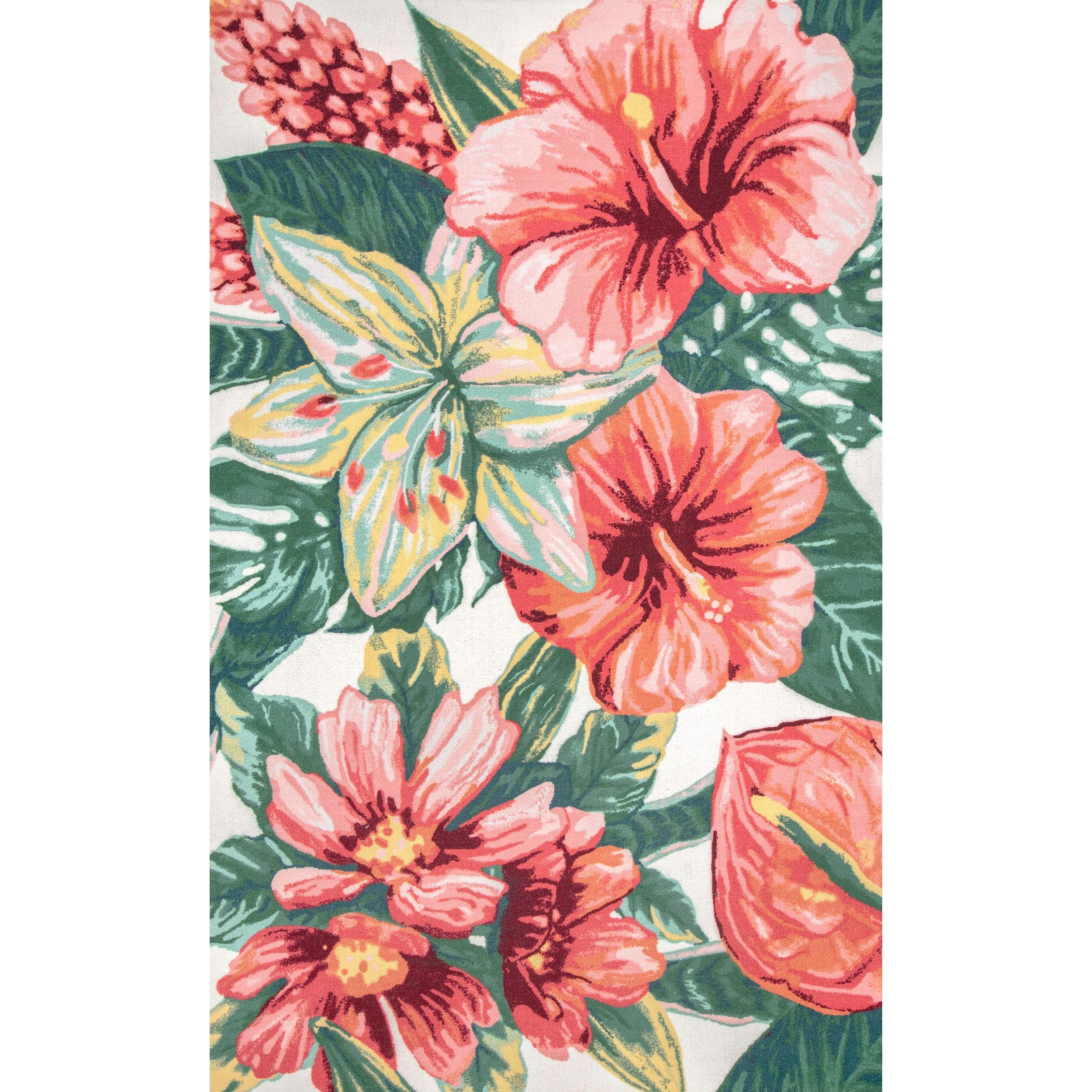 Nuloom Contemporary Floral Sabrina Indoor/Outdoor Patio Area Rug, 4' x 6', Multi