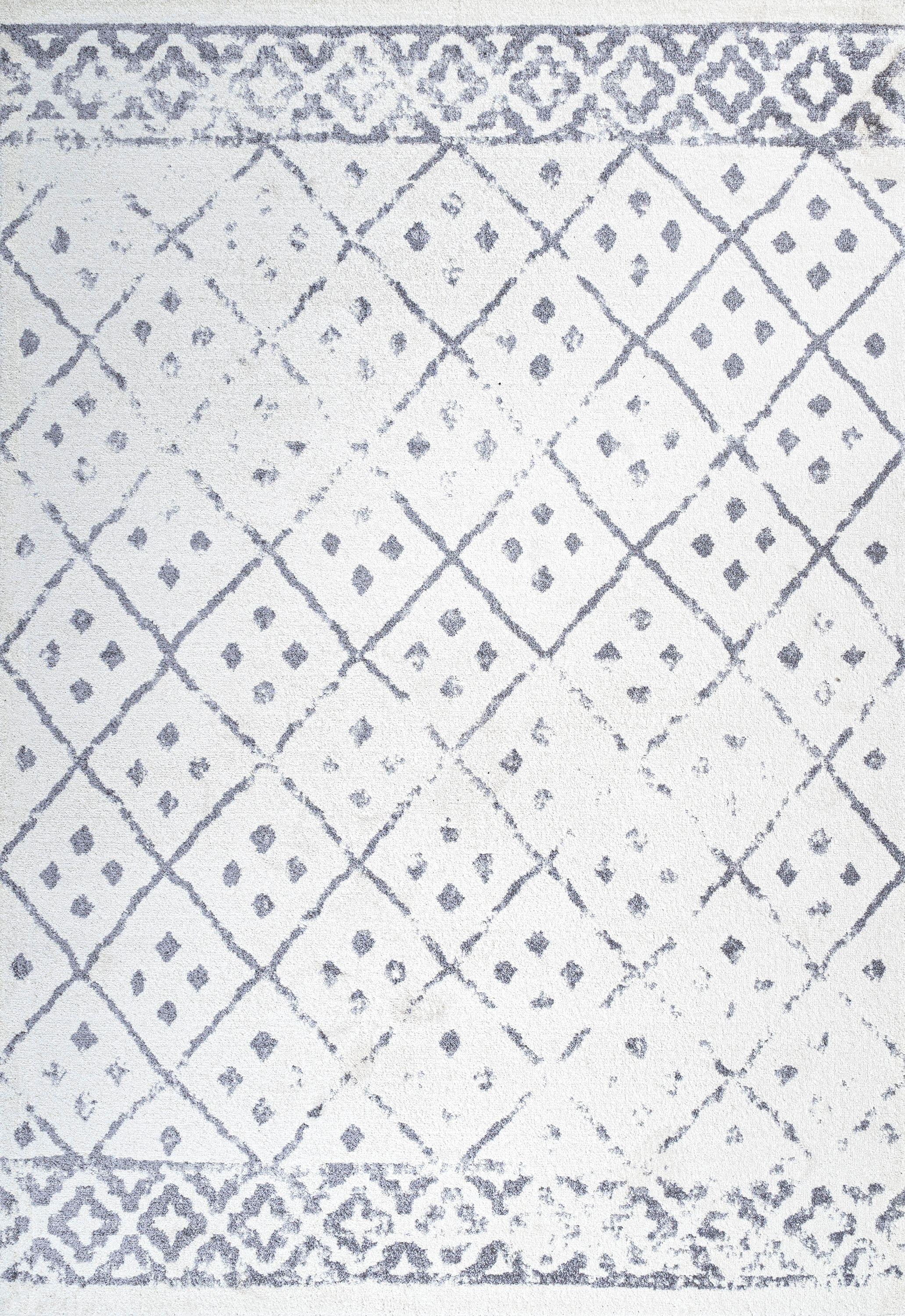 JONATHAN Y MOH508A-3 Juba Moroccan Geometric Diamond Ivory/Gray 3 ft. x 5 ft. Area Rug, Bohemian Vintage, Pet Friendly, Stain Resistant, Easy to Clean, for Living Room; Kitchen, Bedroom