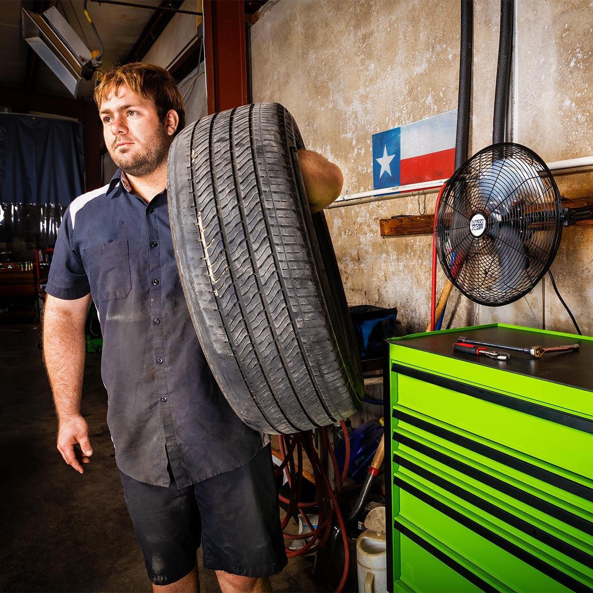 MaxxAir 18 in. 3-Speed Tilting Wall Mount Fan with Hanging Bar