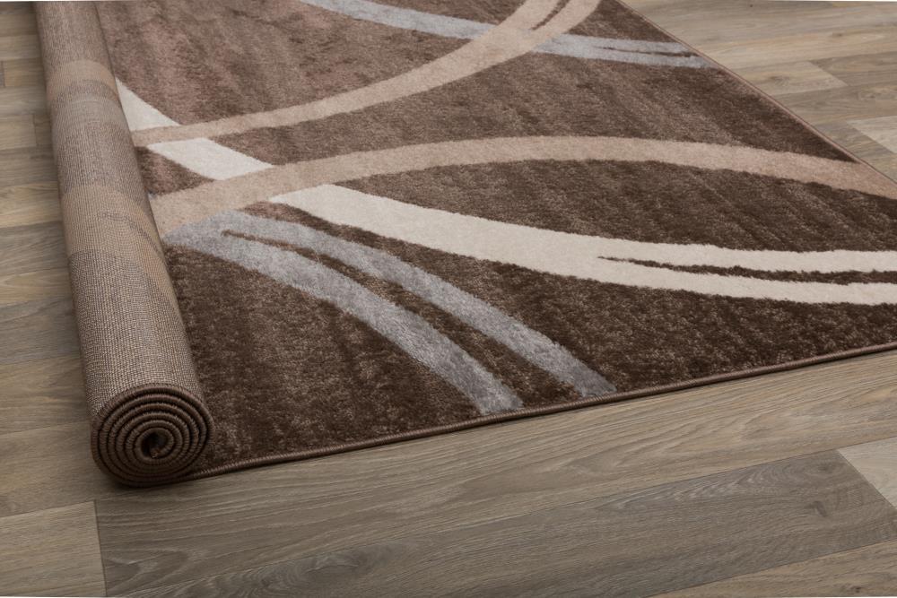 World Rug Gallery Contemporary Abstract Circles Design Brown 2' x 7' Runner Rug