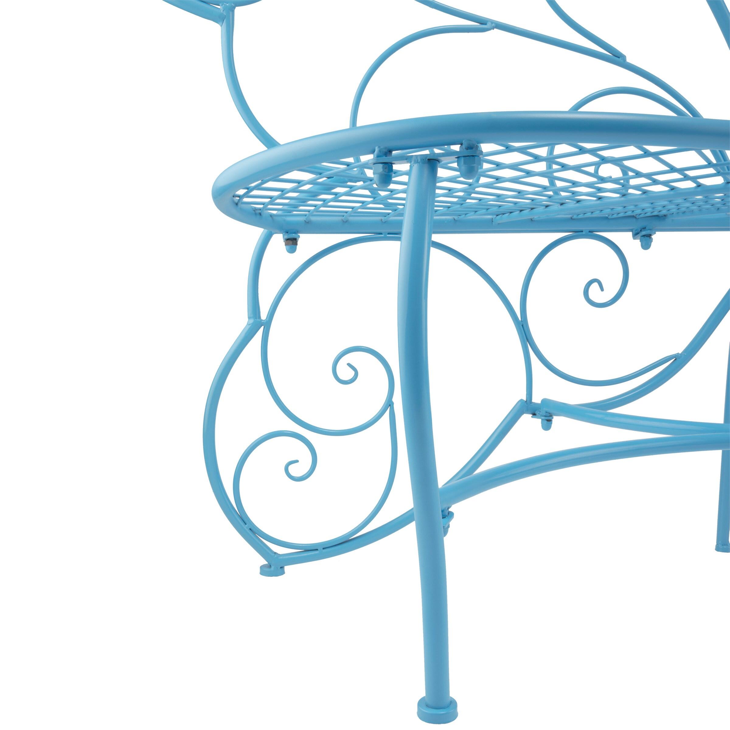 38" x 62" Metal Butterfly Outdoor Bench Blue - Alpine Corporation