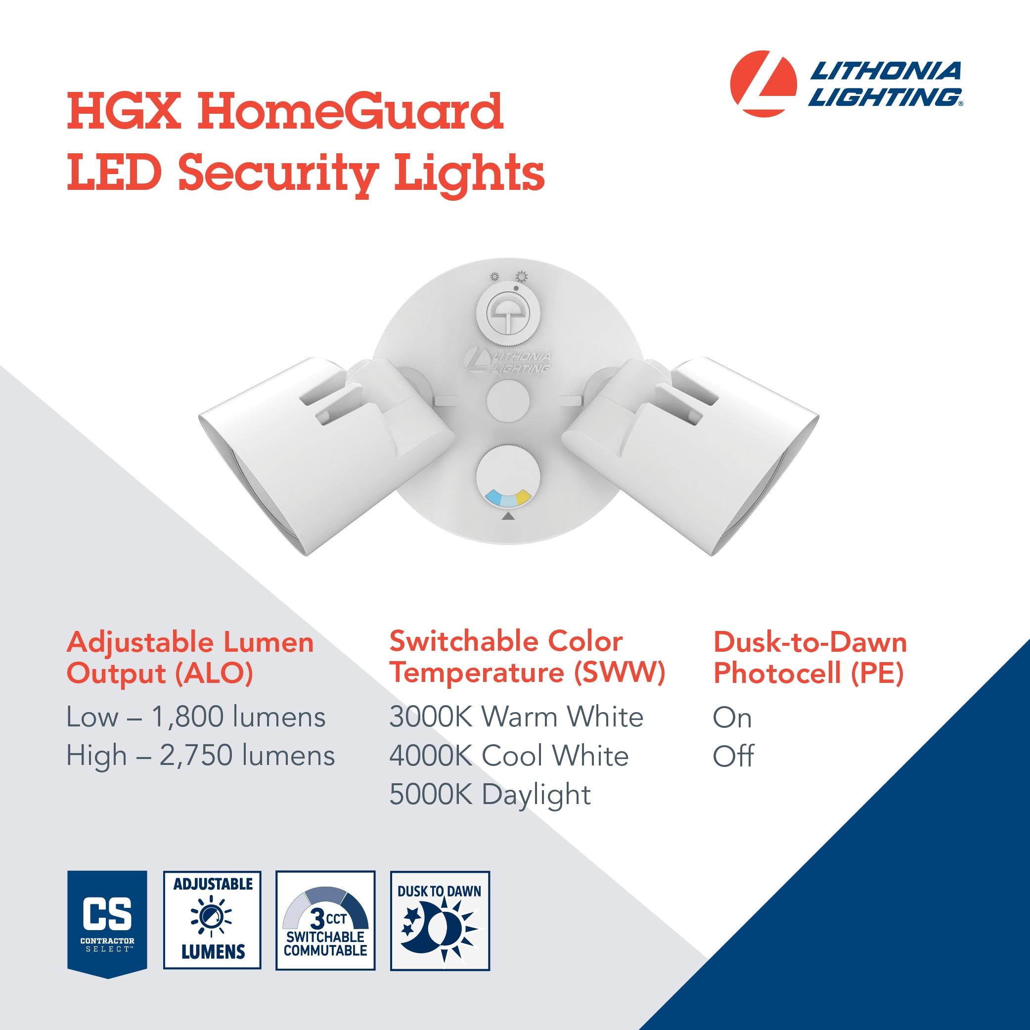 Lithonia Lighting 2 - Head Hardwired Dusk to Dawn Outdoor Security Flood Light with Motion Sensor