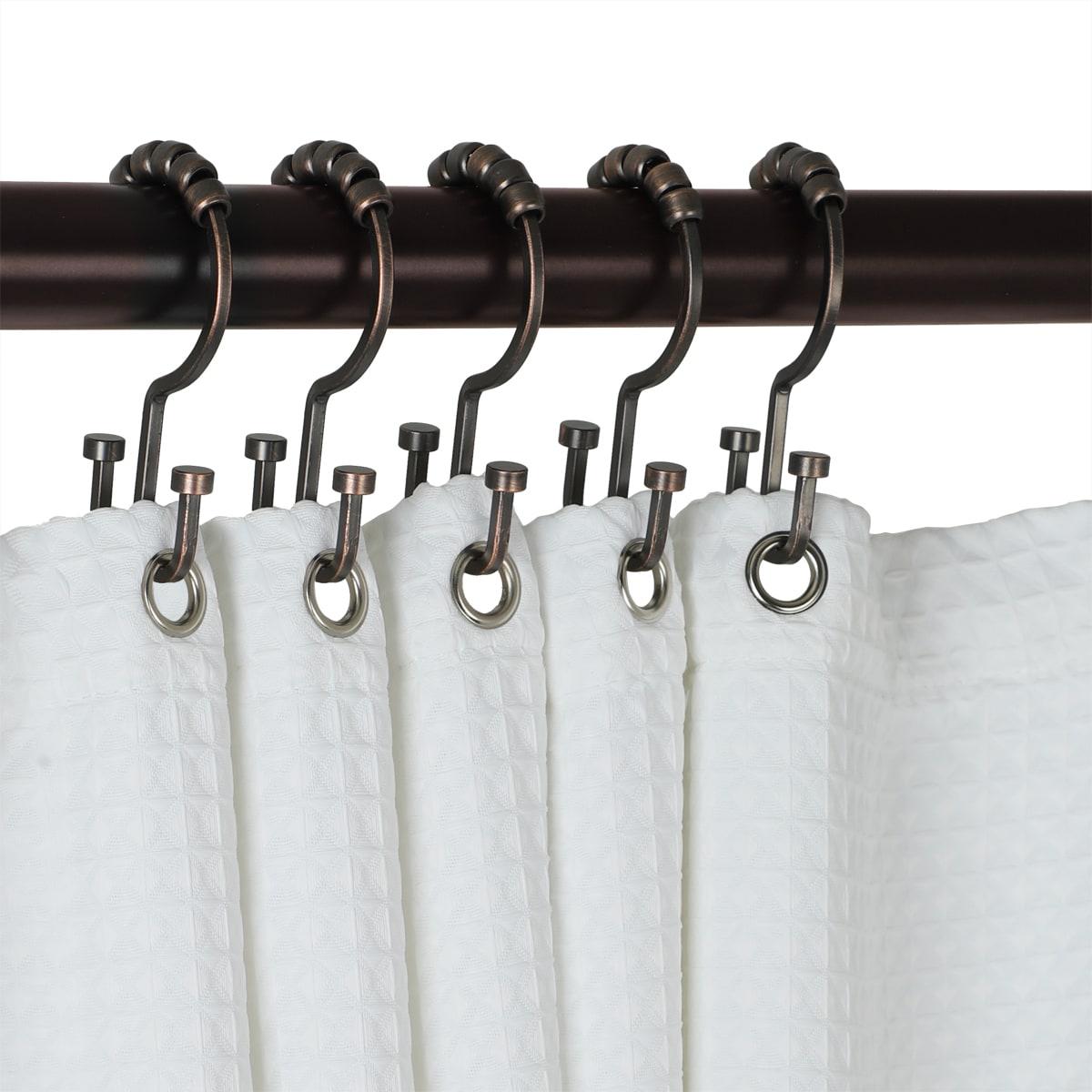 Utopia Alley Shower Hooks - Double Shower Curtain Rings for Bathroom - Rust Resistant Shower Curtain Hooks for Shower Curtain or Liner - Double Shower Curtain Hooks - Set of 12, Oil Rubbed Bronze