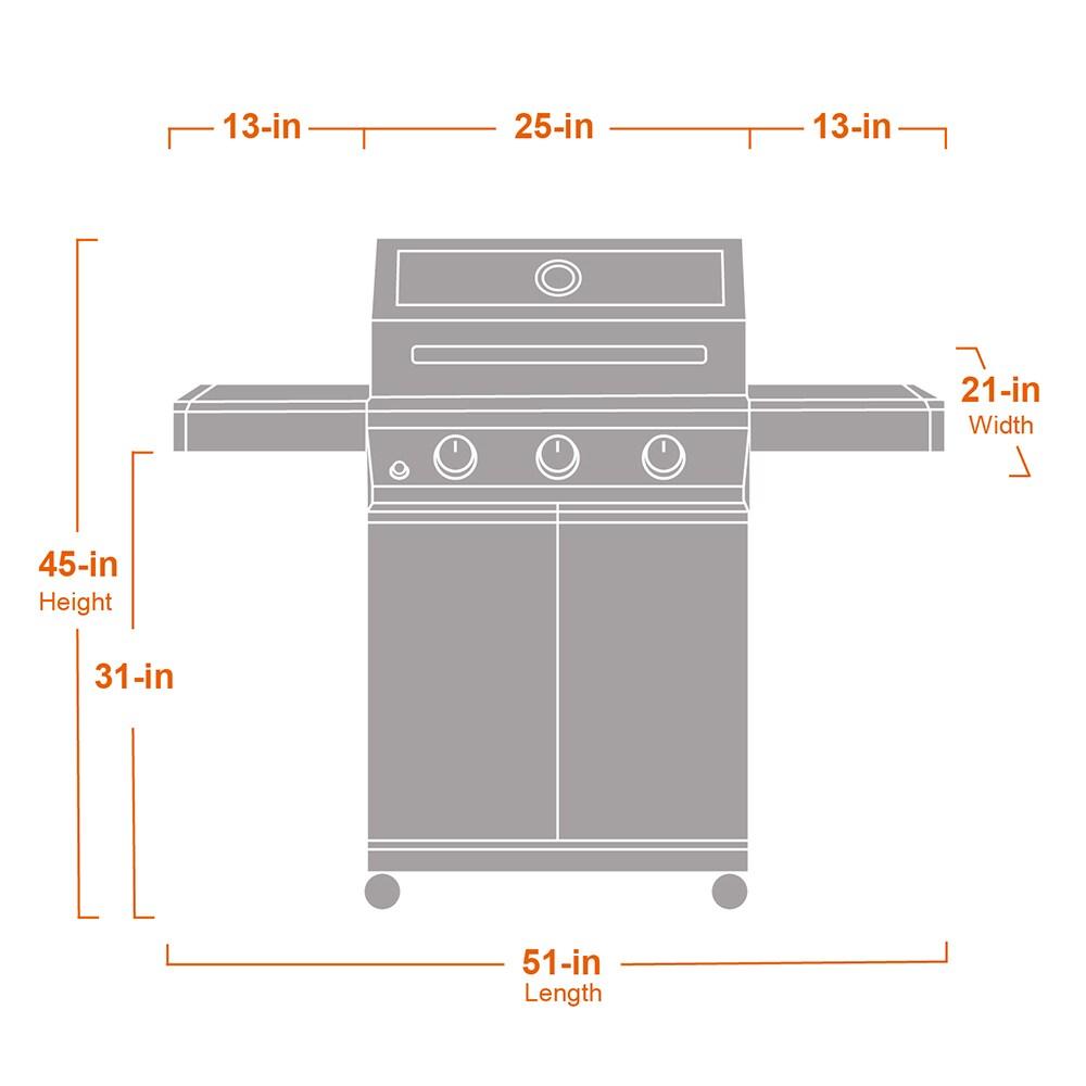 Monument Grills 35000 3-Burner Propane Gas Grill In Stainless With LED Controls