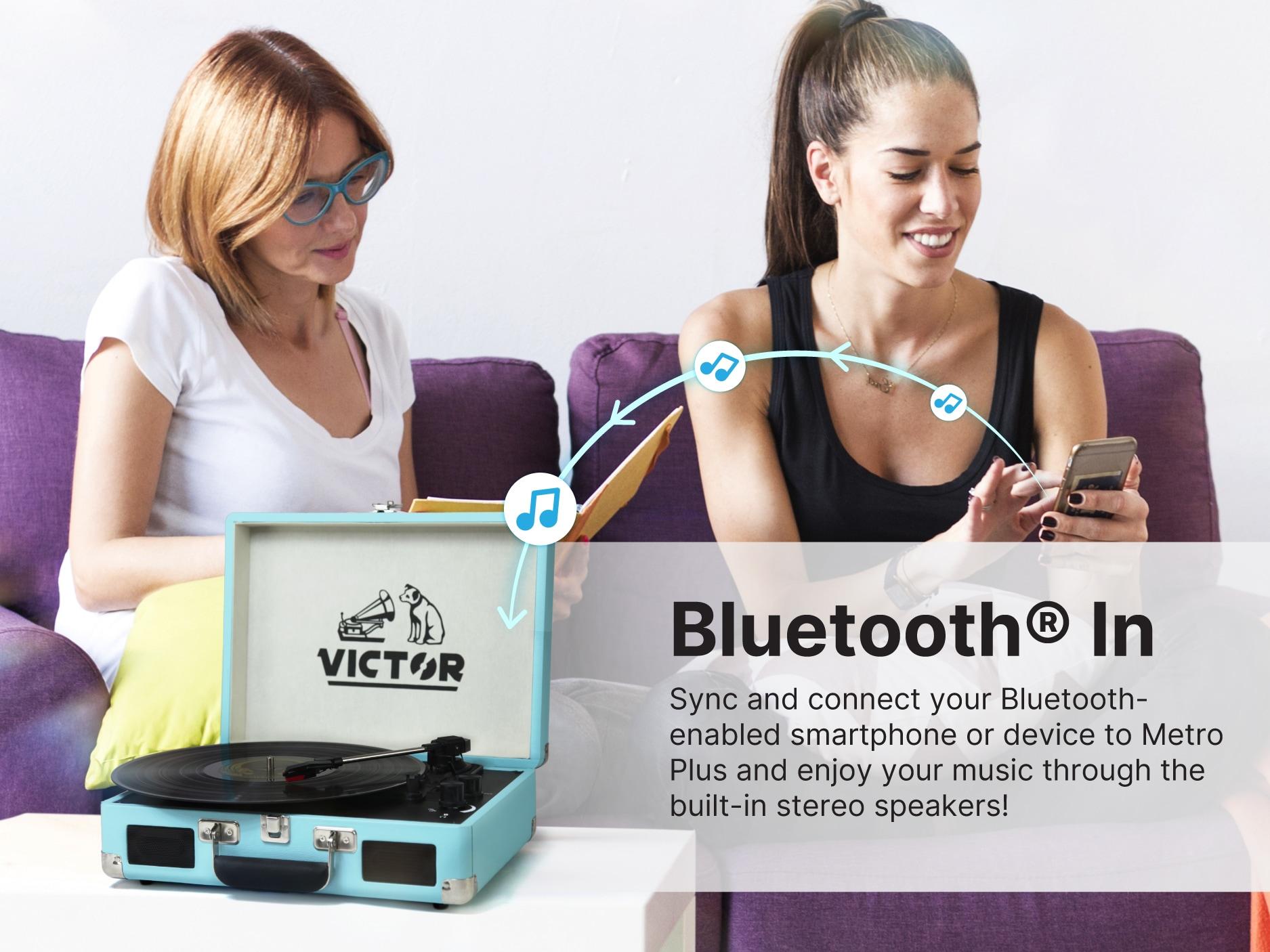 Victor Portable Suitcase Turntable - Record Player with Bluetooth & Built-in Speakers