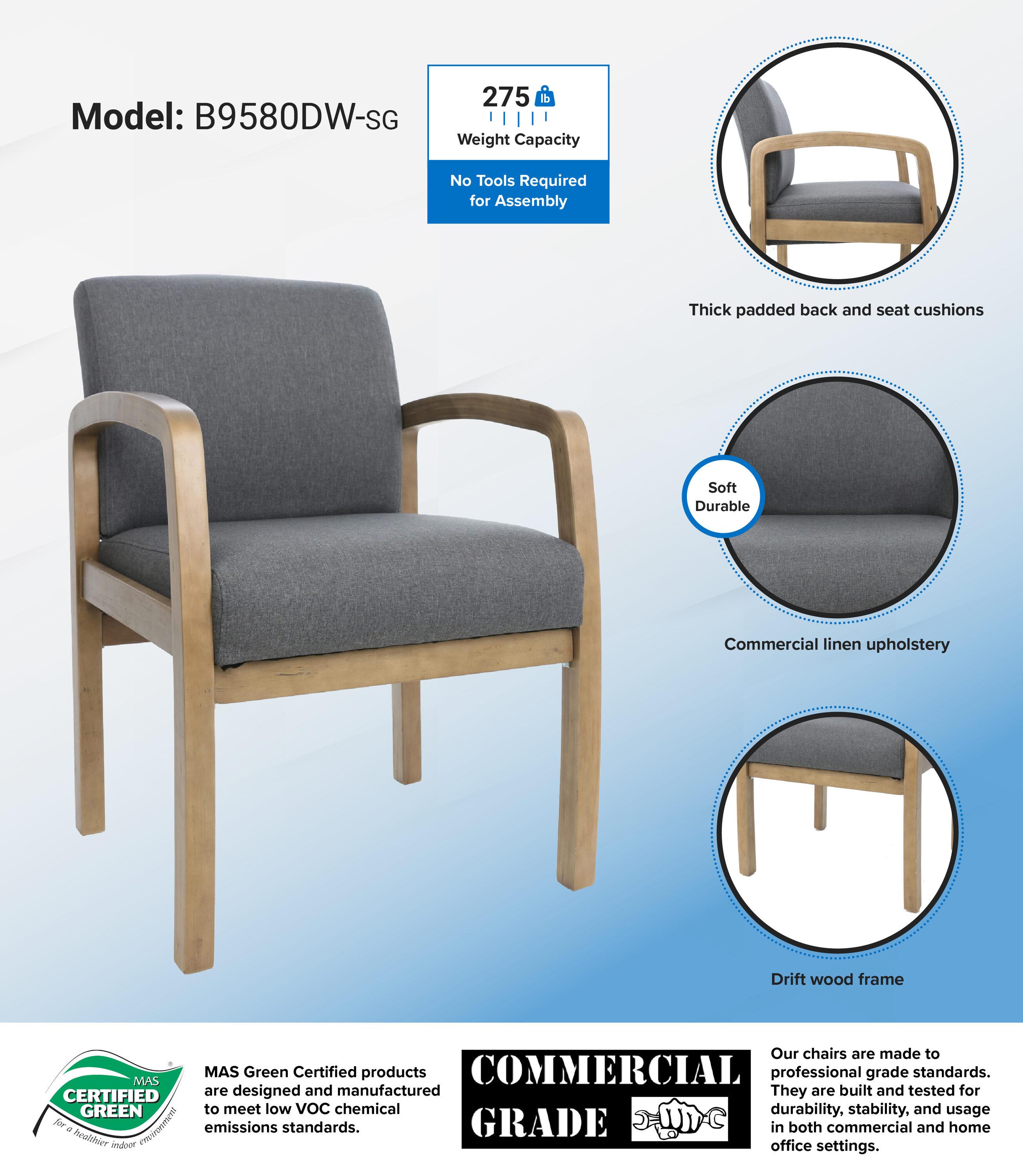 Guest Chair with Arm Gray - Boss Office Products