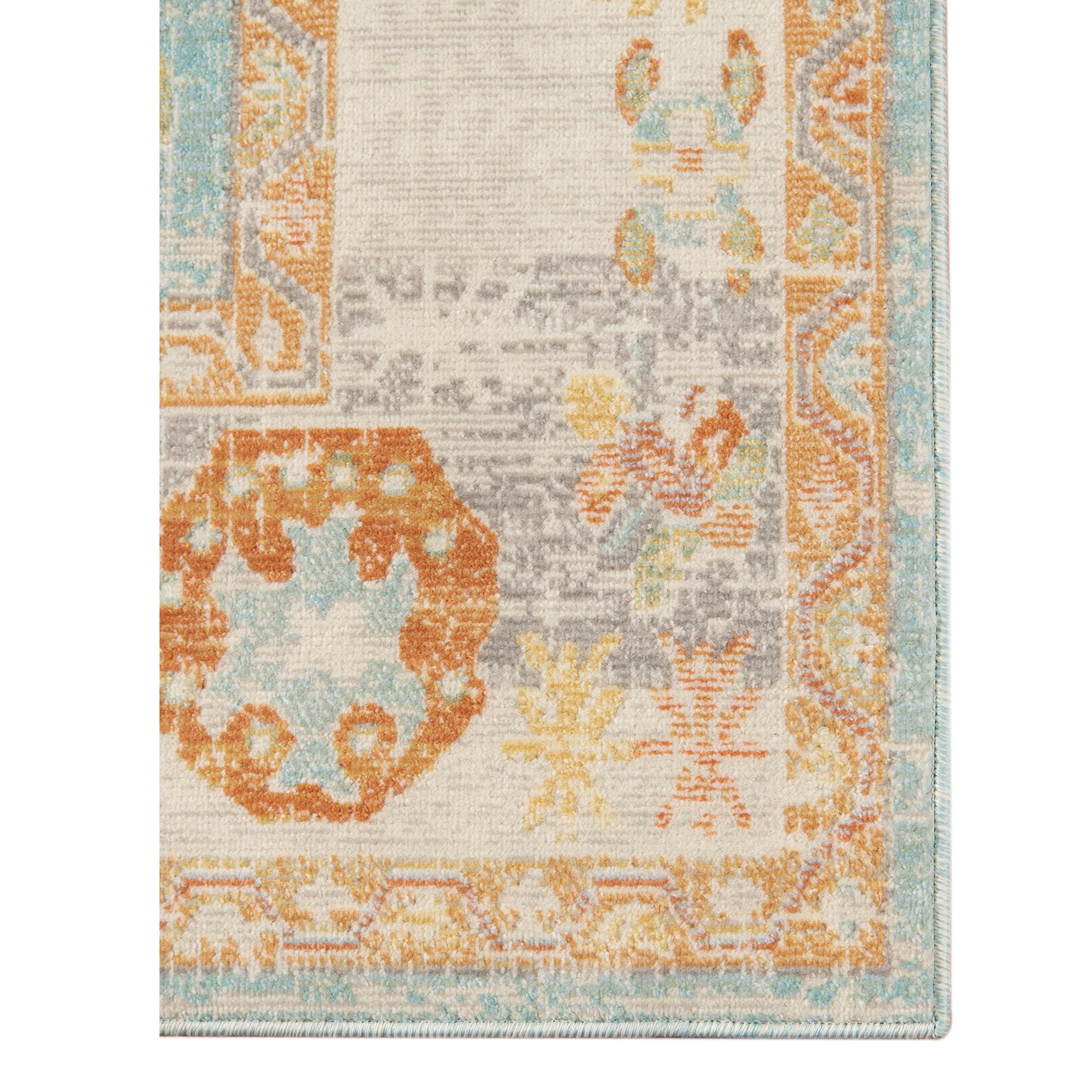 Aqua Boho Chic Transitional 5' x 7' Synthetic Area Rug