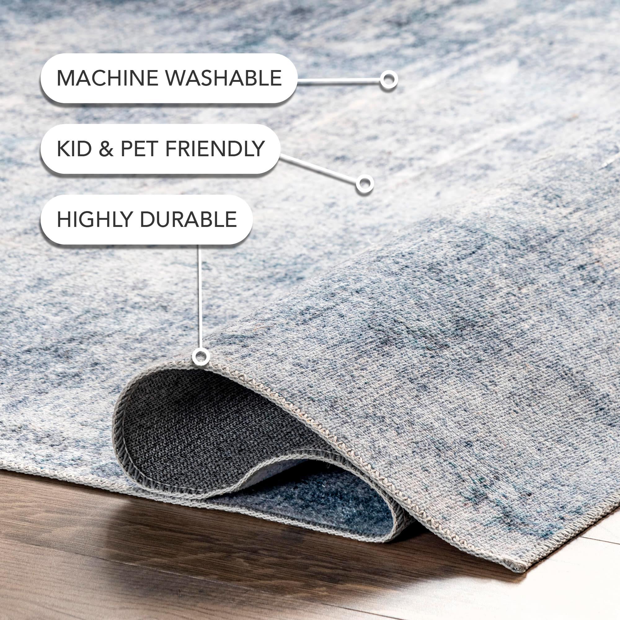Nuloom Katia Modern Abstract Pet Friendly Machine Washable Area Rug, 5' x 8', Blue