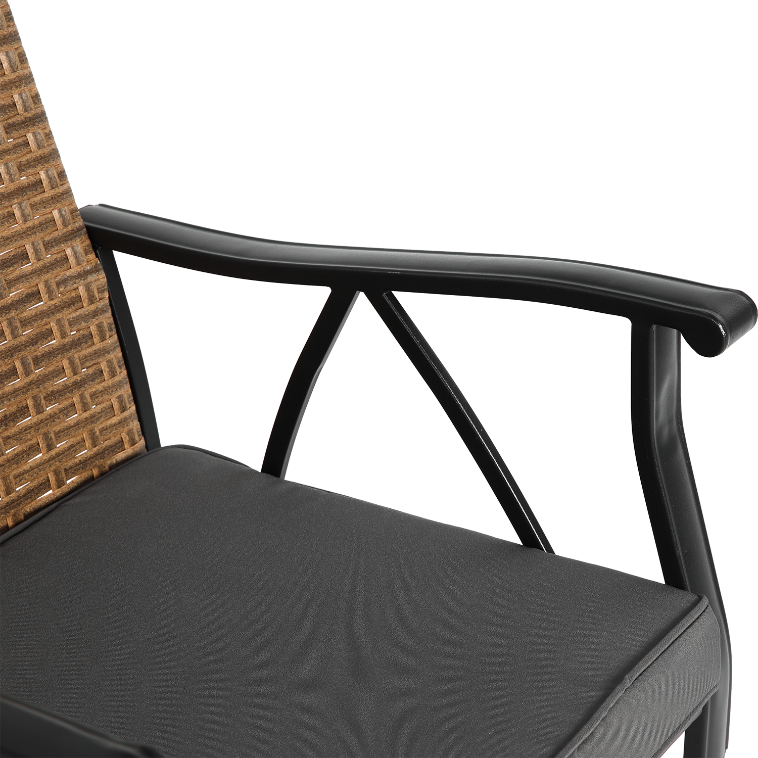 howcoolmall 5 Piece Patio Dining Set for 4, 4 Chairs with Cushions and 1 Square Table with 1.75” Umbrella Hole Outdoor Furniture Set, Black and Brown