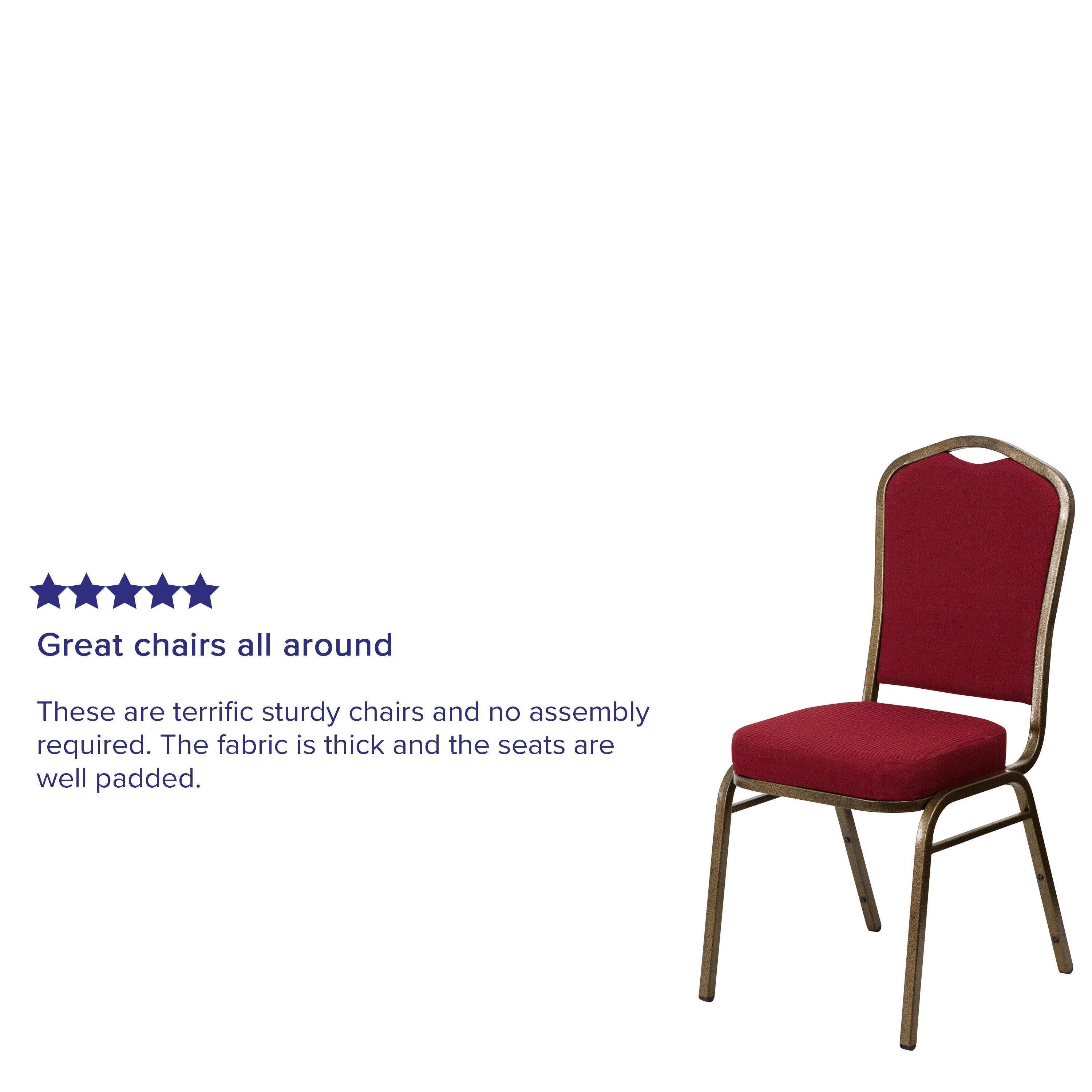Flash Furniture HERCULES Series Crown Back Stacking Banquet Chair in Burgundy Fabric - Gold Vein Frame