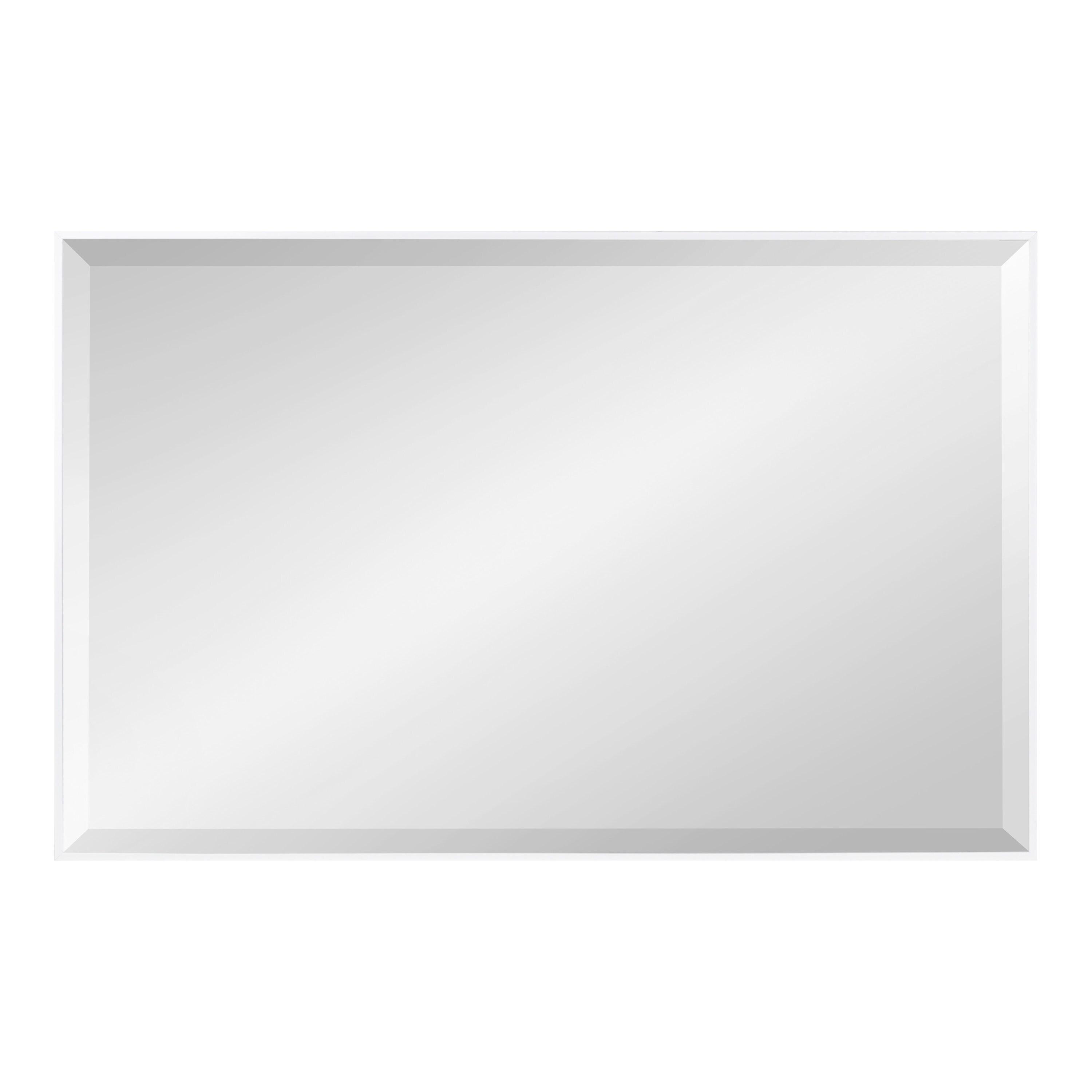 24.7" x 36.7" Rhodes Rectangle Wall Mirror White - Kate & Laurel All Things Decor: Modern, Beveled, Easy to Hang