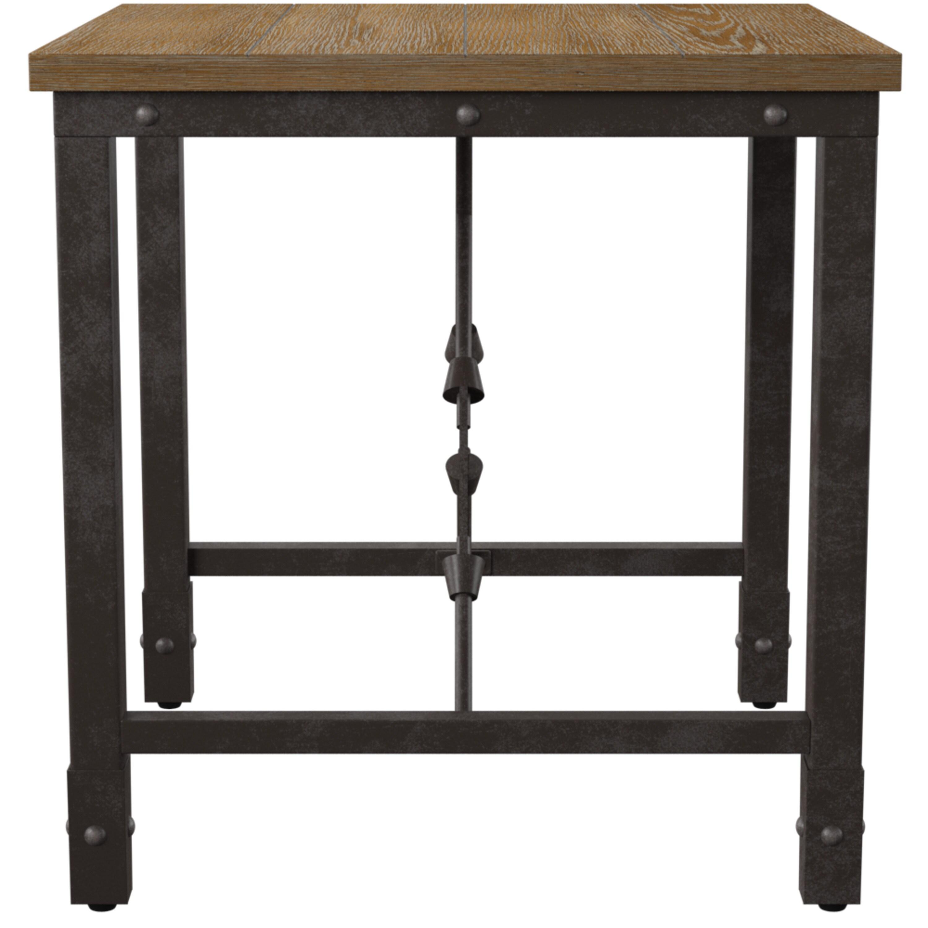 Jersey End Table Antique Oak - Steve Silver Co.: Industrial Style, 24-Inch Height, Pine Veneer, Iron Stretchers