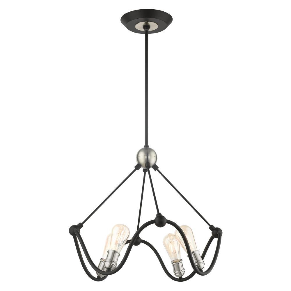 Livex Lighting Archer 4 - Light Chandelier in Textured Black/Brushed Nickel