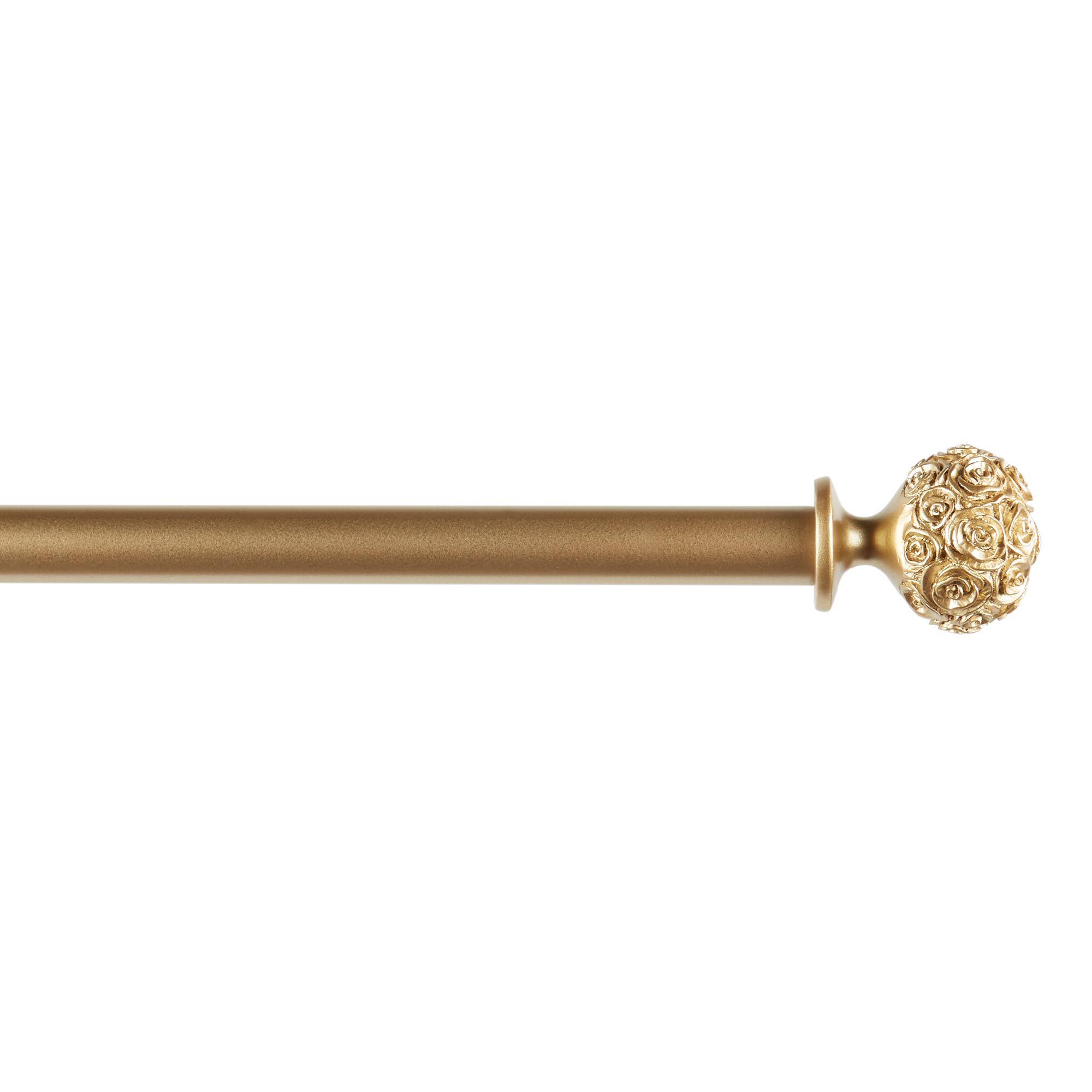 EXCLUSIVE HOME Peony 1" Curtain Rod and Coordinating Finial Set, Gold, Adjustable 66"-120