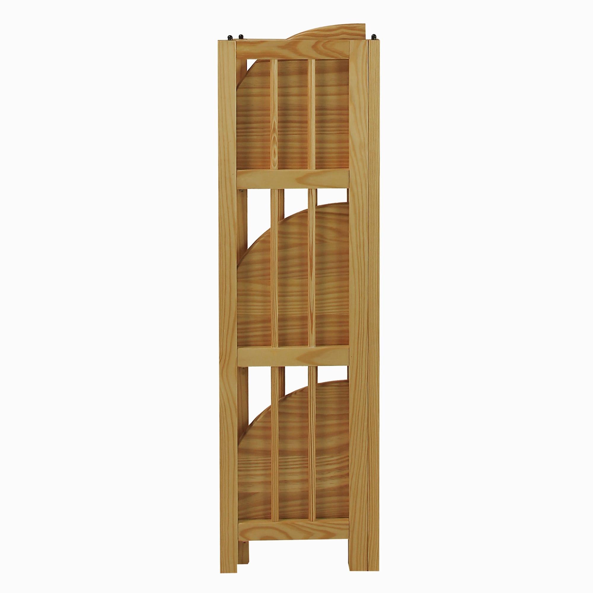 Casual Home 4-Shelf Corner Folding Bookcase-Color:Natural