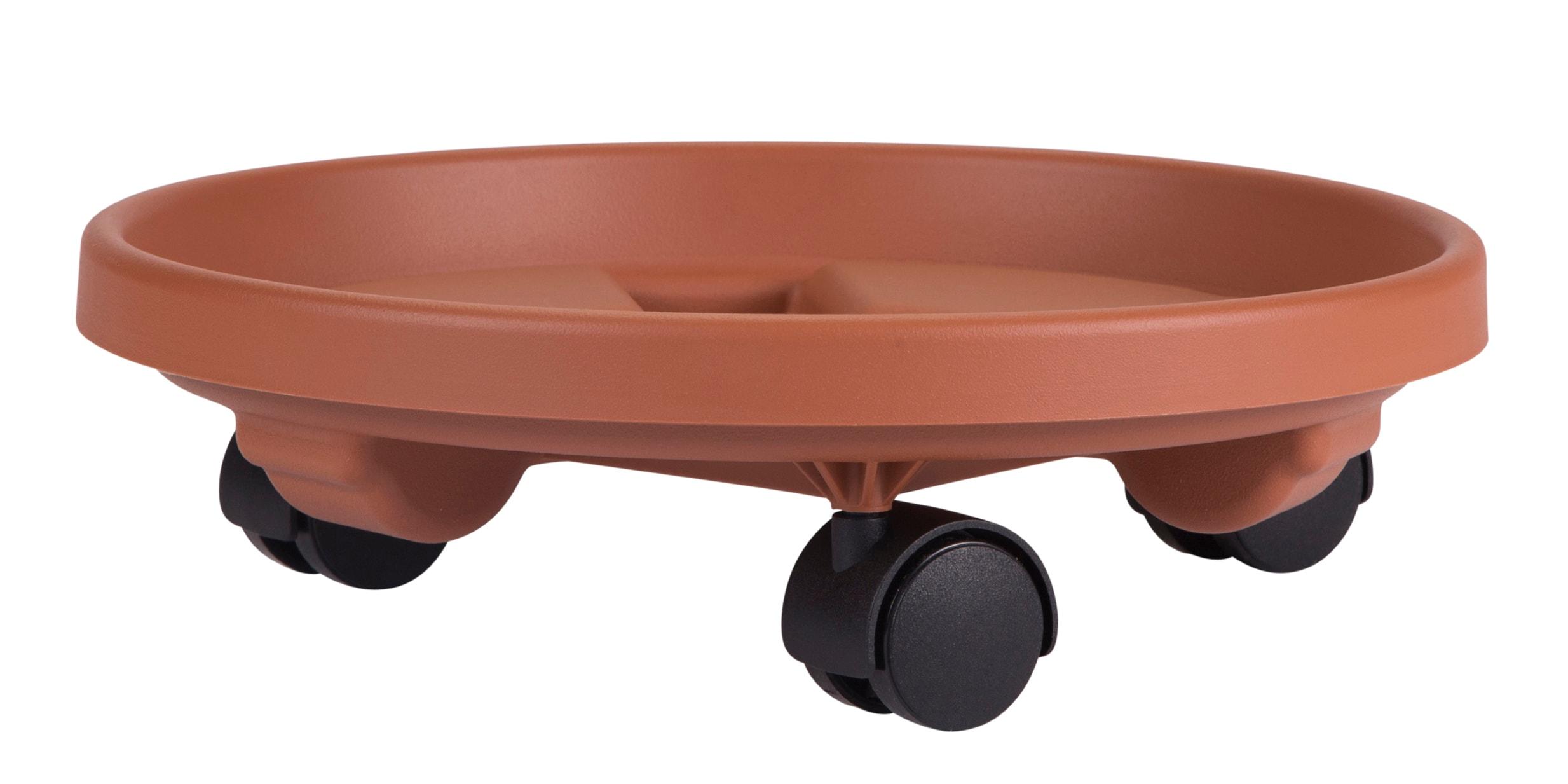 13.86" Plant Stand Caddy with Wheels and Saucer Tray Terracotta - Bloem