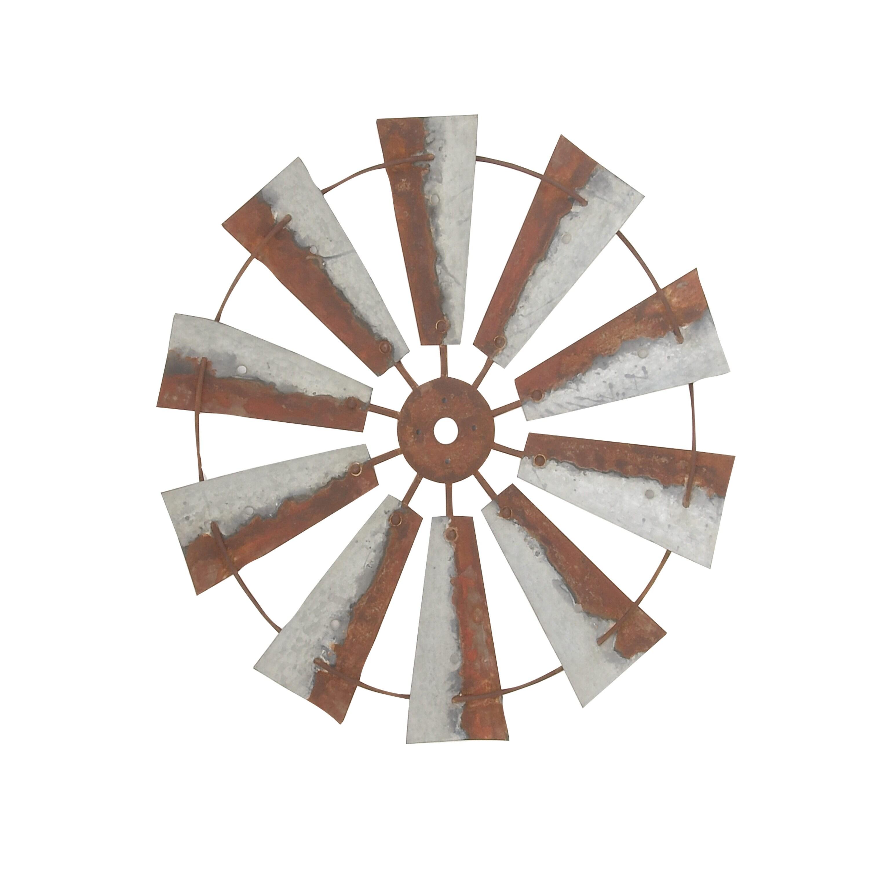 Millwood Pines Metal Indoor Outdoor Windmill Brown Wall Decor