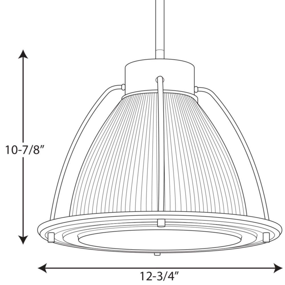 Progress Lighting Prismatic 1-Light Pendant, Brushed Nickel, Prismatic Glass Shade, Steel, LED, 3000K, 448 Lumens