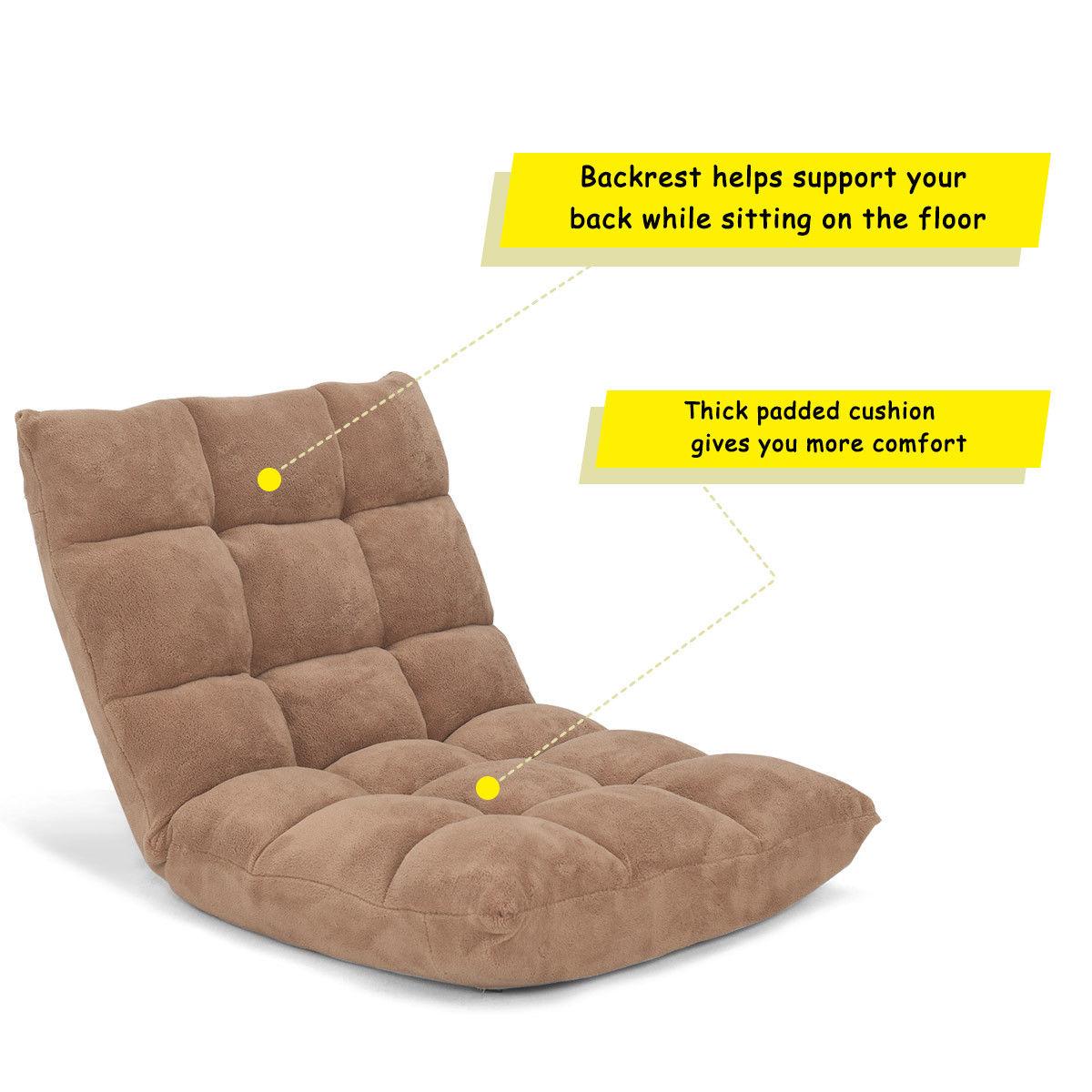JYHOME Floor Chair  14-Position Adjustable Floor Chair with Back Support  Folding Padded Gaming Sofa Chair for Reading  Gaming  Meditation  Living Room Lazy Lounge Chair  Floor Video Gami