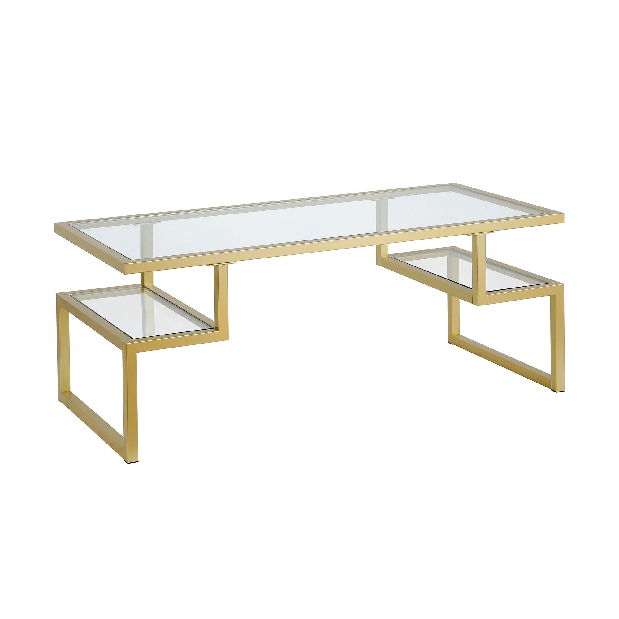 Evelyn&Zoe Zander 45" Wide Rectangular Coffee Table, Brass