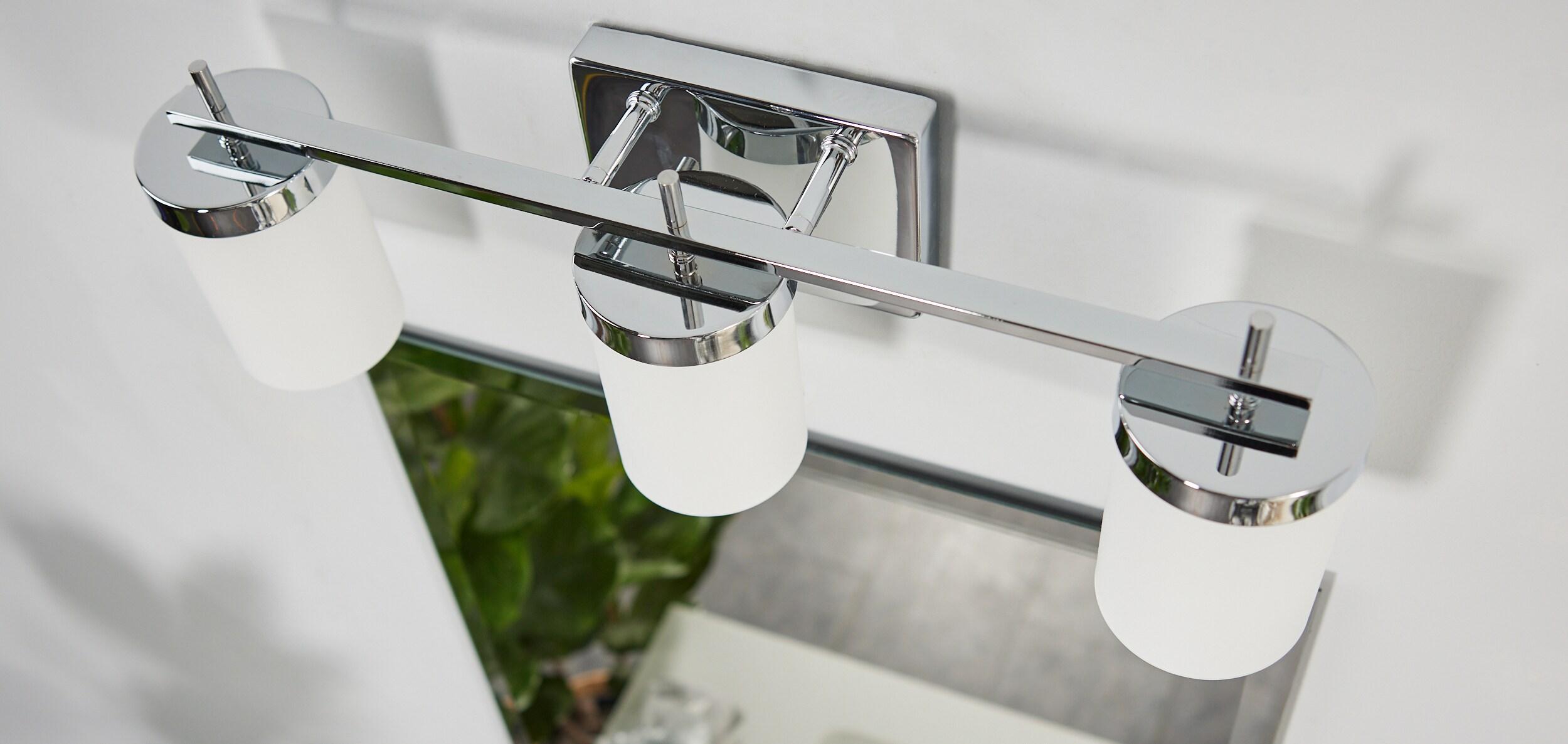 Zire Chrome 3-Light LED Vanity Fixture with Etched Glass
