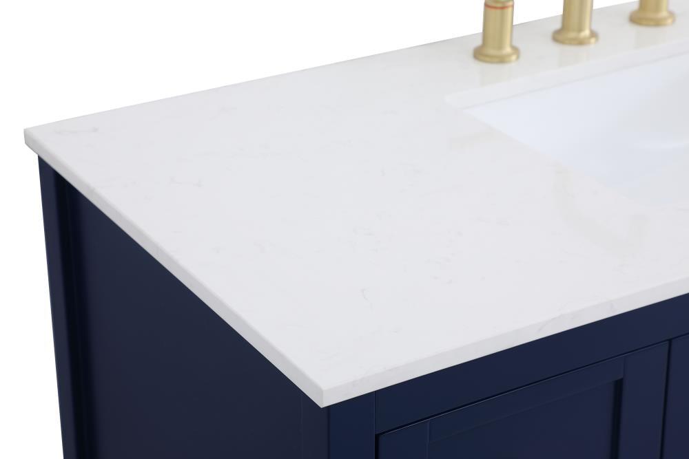 Elegant Decor Theo 48" Steel and Solid Wood Single Bathroom Vanity in Blue