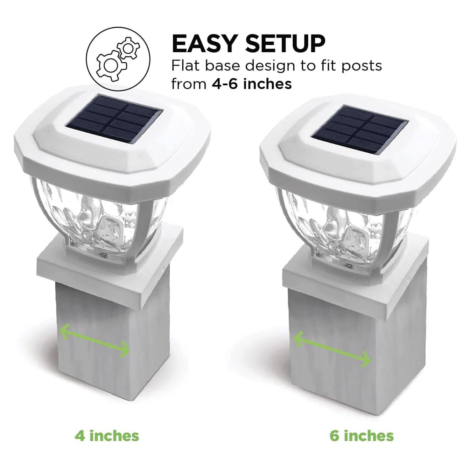 Home Zone Security® 12-Lumen-Each 4 x 4 Solar LED Post Cap Lights (White)