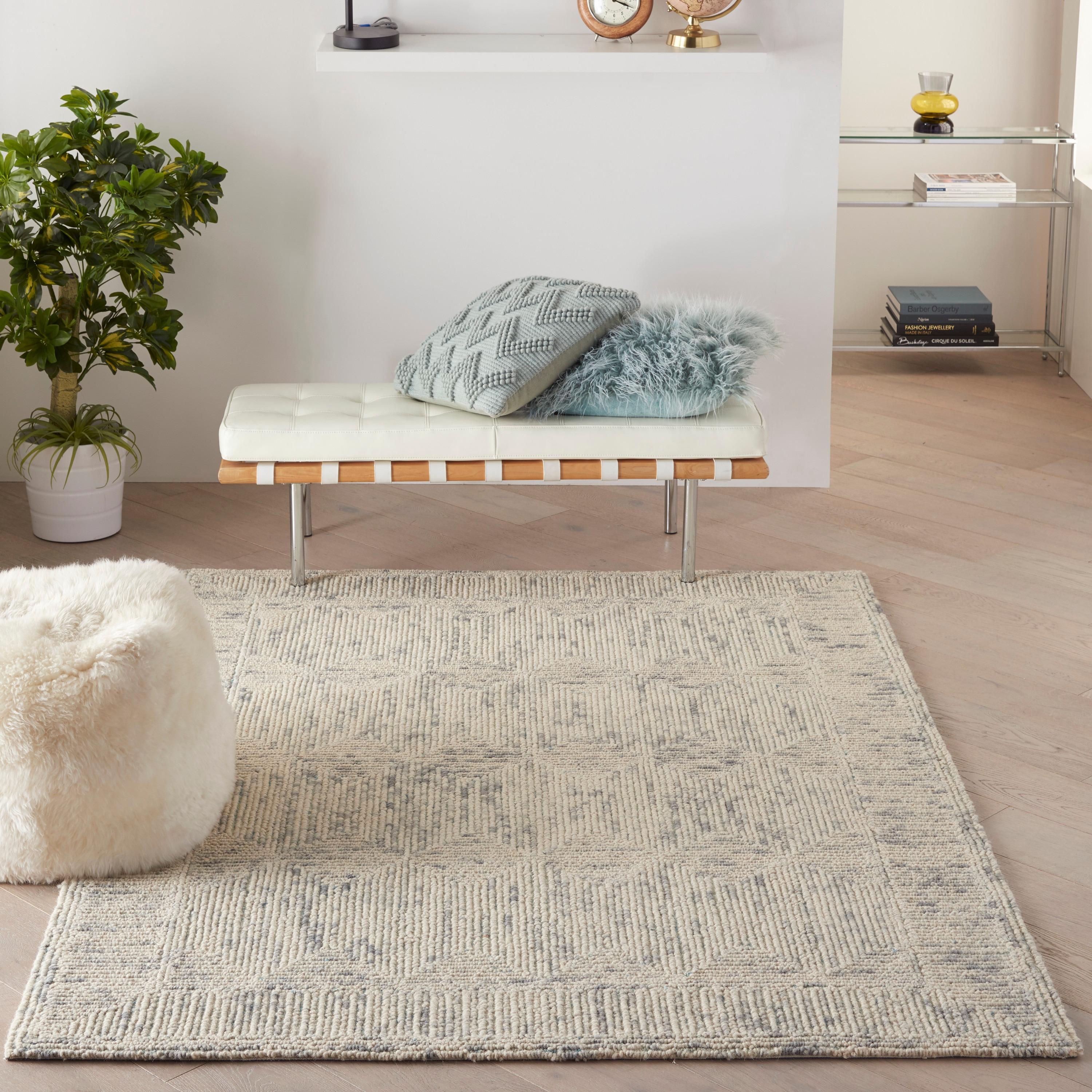 Nourison Vail Contemporary Indoor Area Rug Ivory Grey Teal 5'3" x 7'3"
