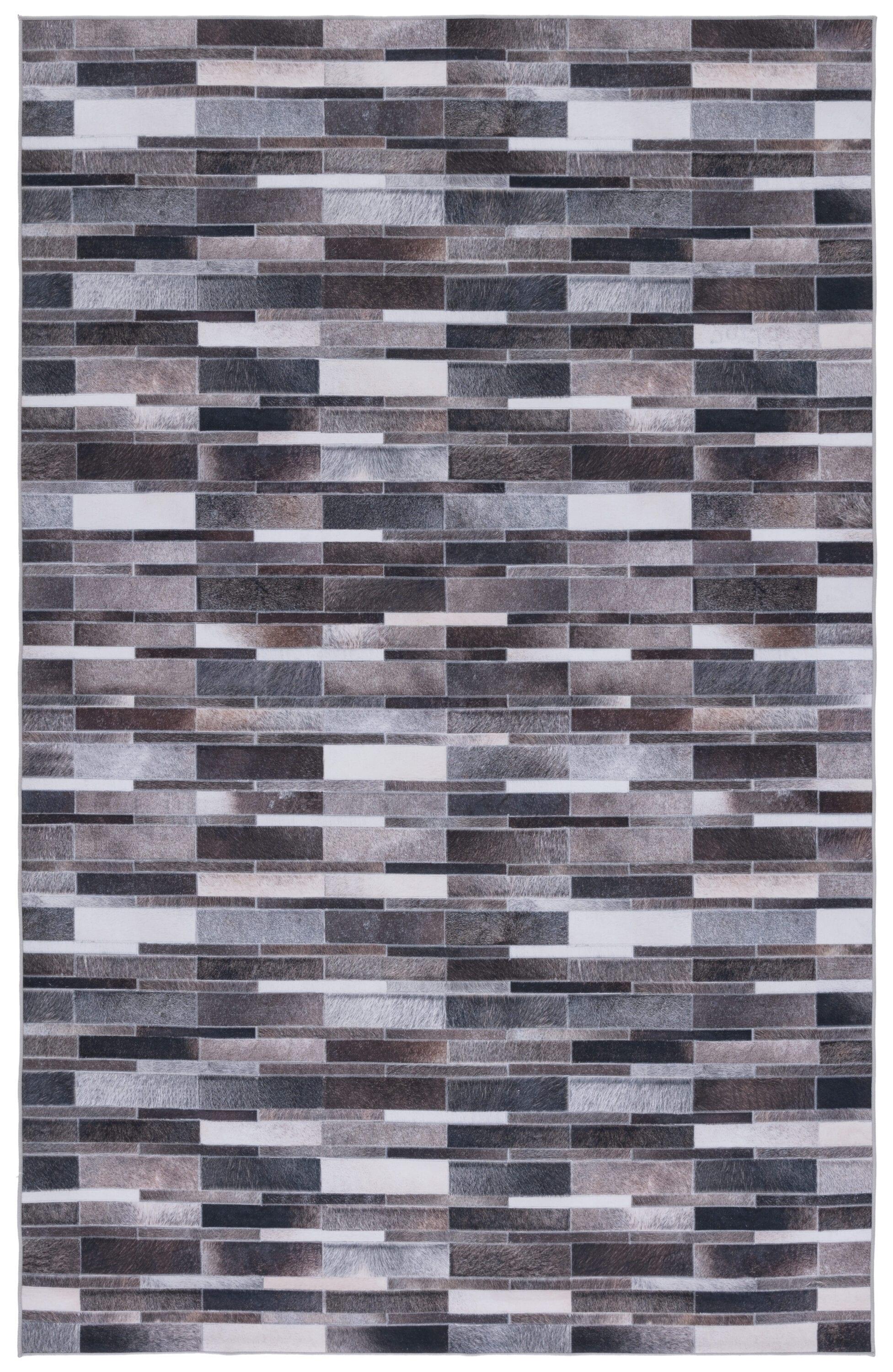 Faux Hide FAH542 Power Loomed Machine Washable Area Rug - Ivory/Grey - 3'x5' - Safavieh.