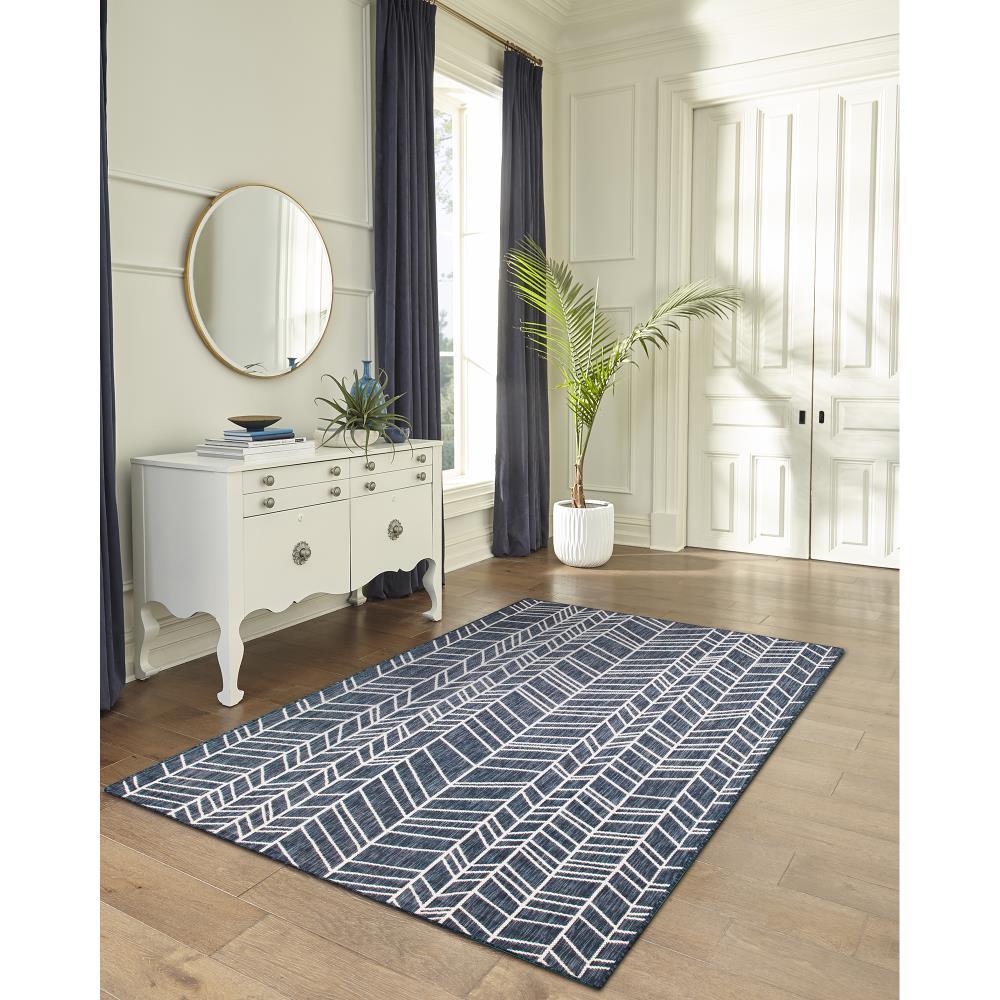 Liora Manne  Carmel Chevron Indoor/Outdoor Rug Navy 3'3" x 4'11" 3' x 5' Navy Rectangle