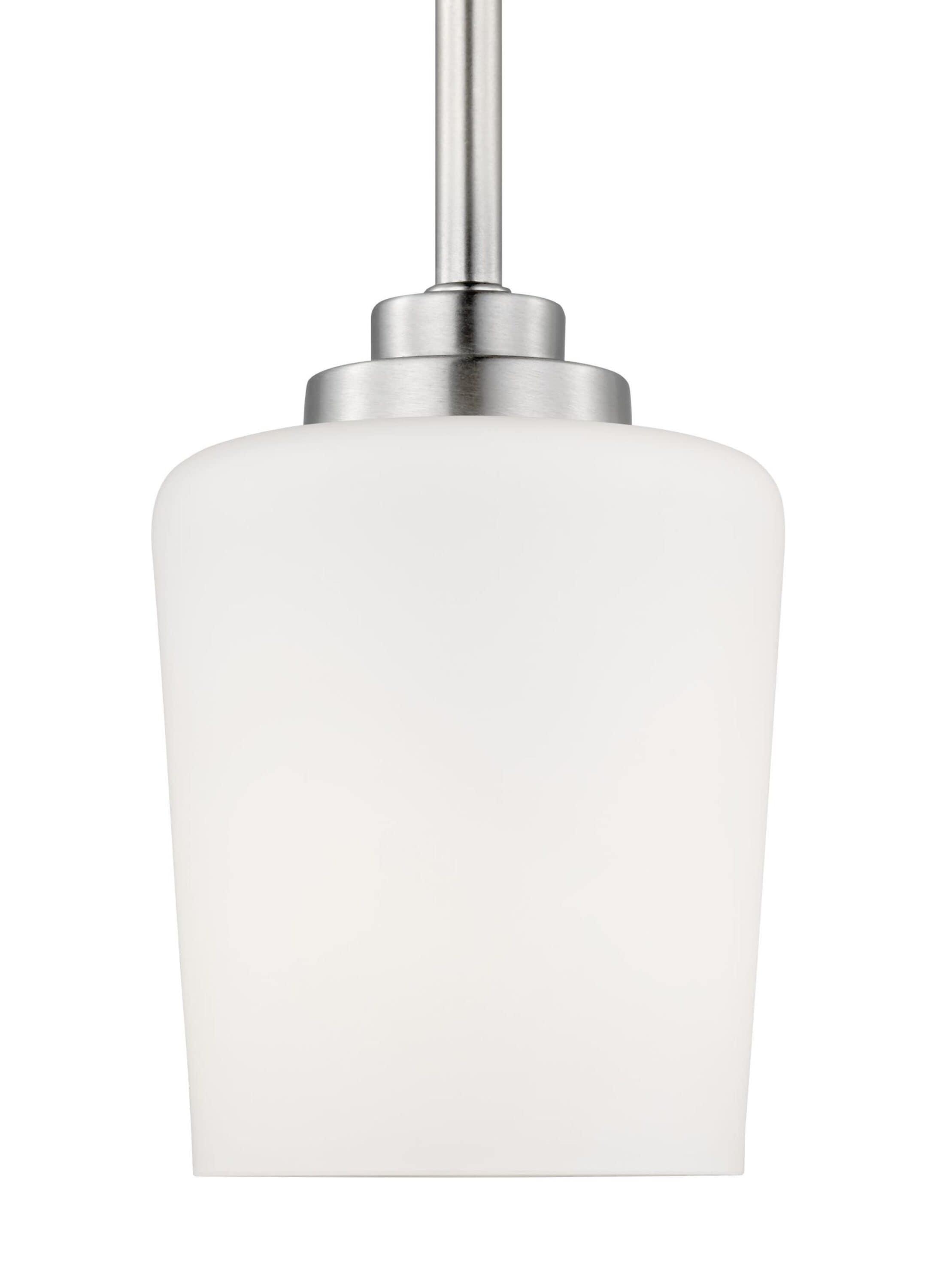 Windom Transitional Mini-Pendant in Brushed Nickel with Etched Opal Glass