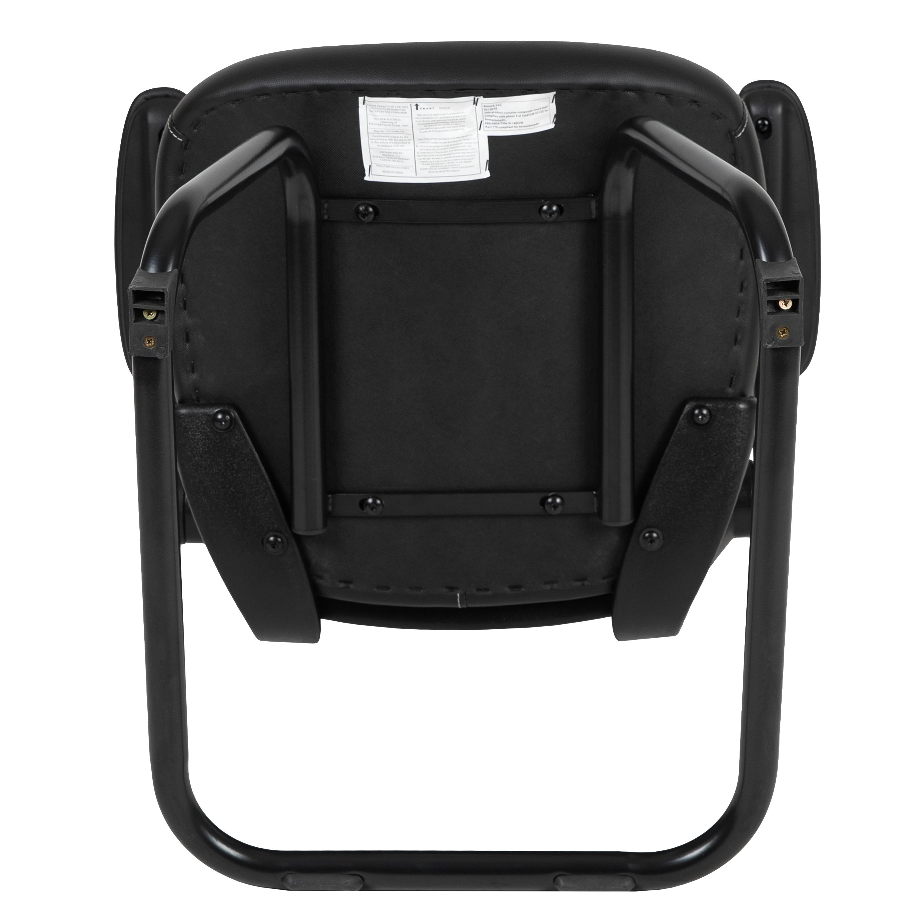 Flash Furniture Kelista Black Mesh Sled Base Side Reception Chair with White Stitched LeatherSoft Seat and Flip-Up Arms