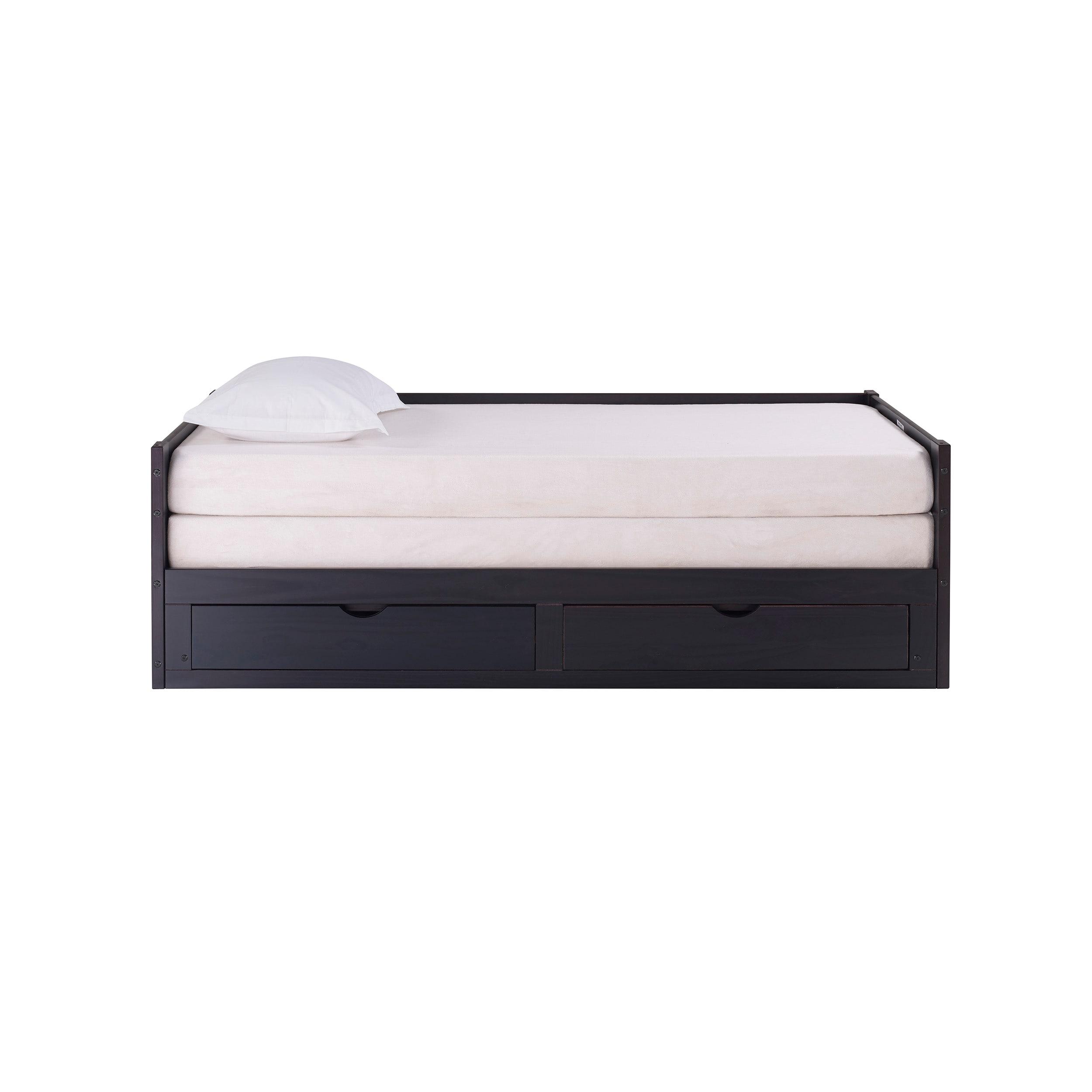 Alaterre Furniture Jasper Twin to King Extending Day Bed with Storage Drawers, Espresso