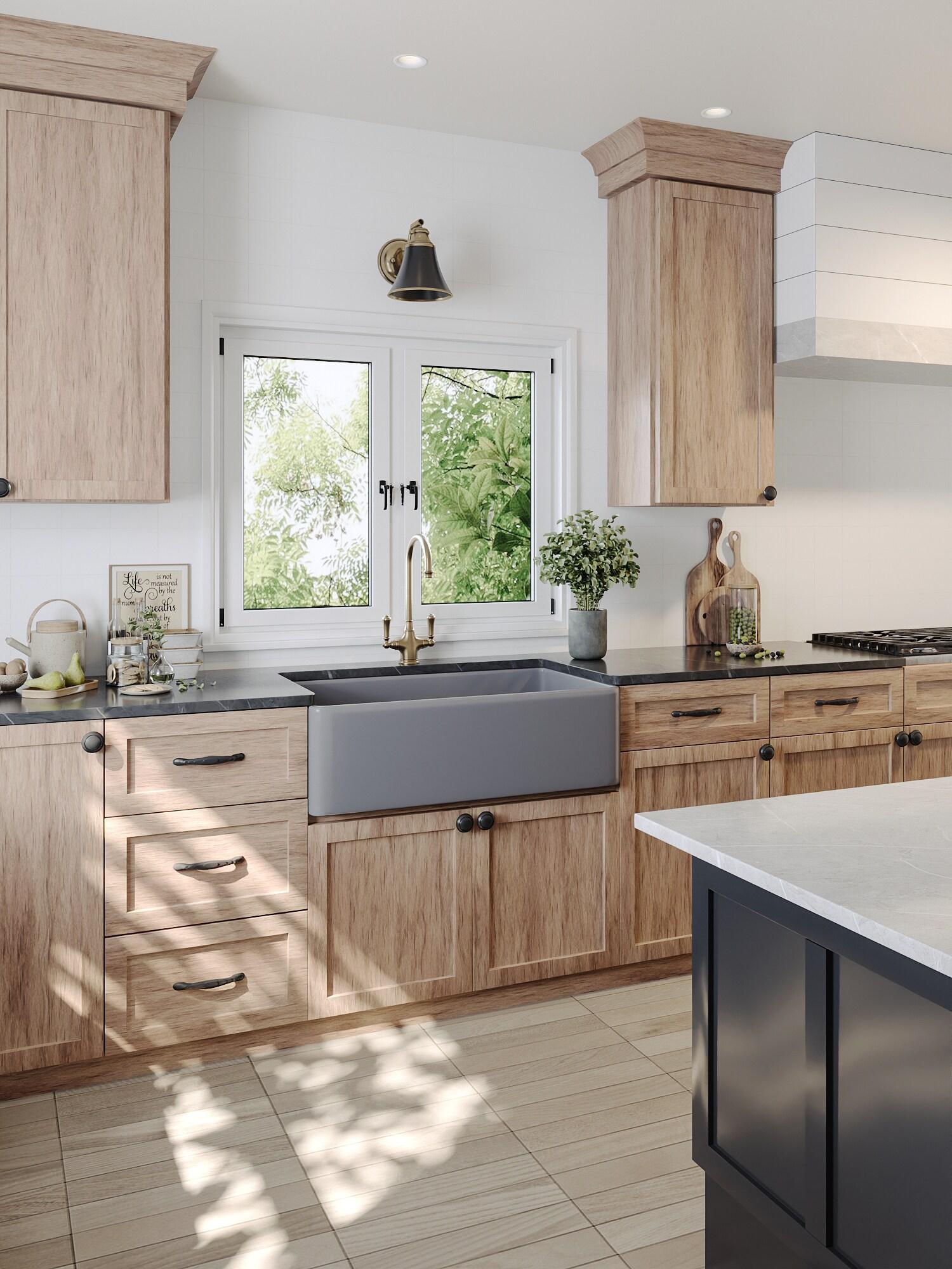 Grove 33" L X 18" W Rectangular Single Bowl Fireclay Farmhouse Kitchen Sink with Grid and Strainer